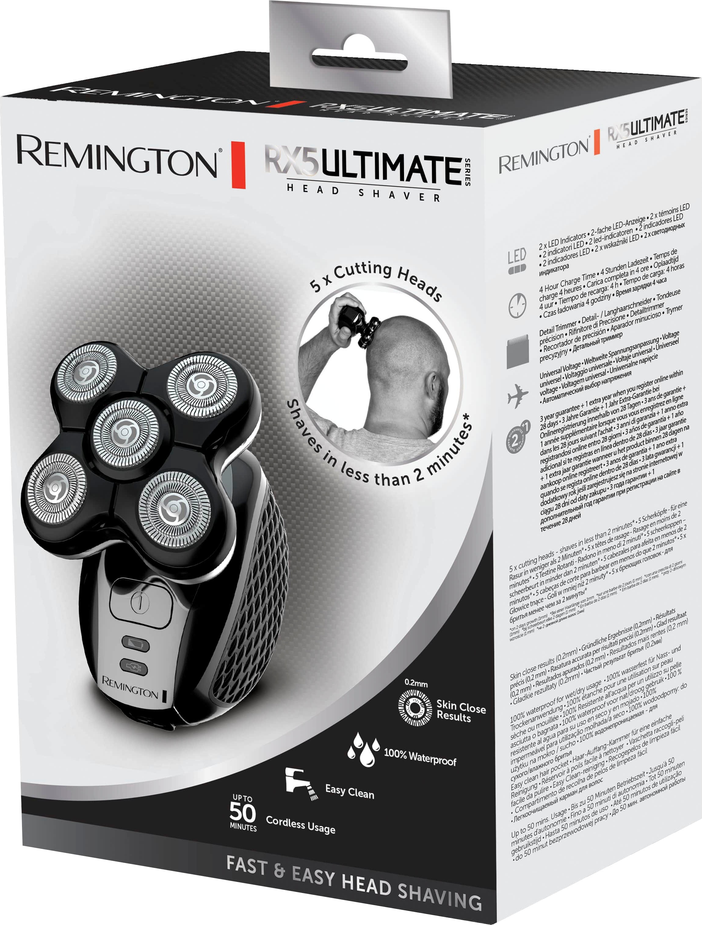 Remington Glatzen-Rasierer -«, Series BAUR für »Ultimate wasserdicht, 1 100 XR1500 | akkubetrieben-50 Min. Trockenrasur, Nass-& % RX5, Aufsätze