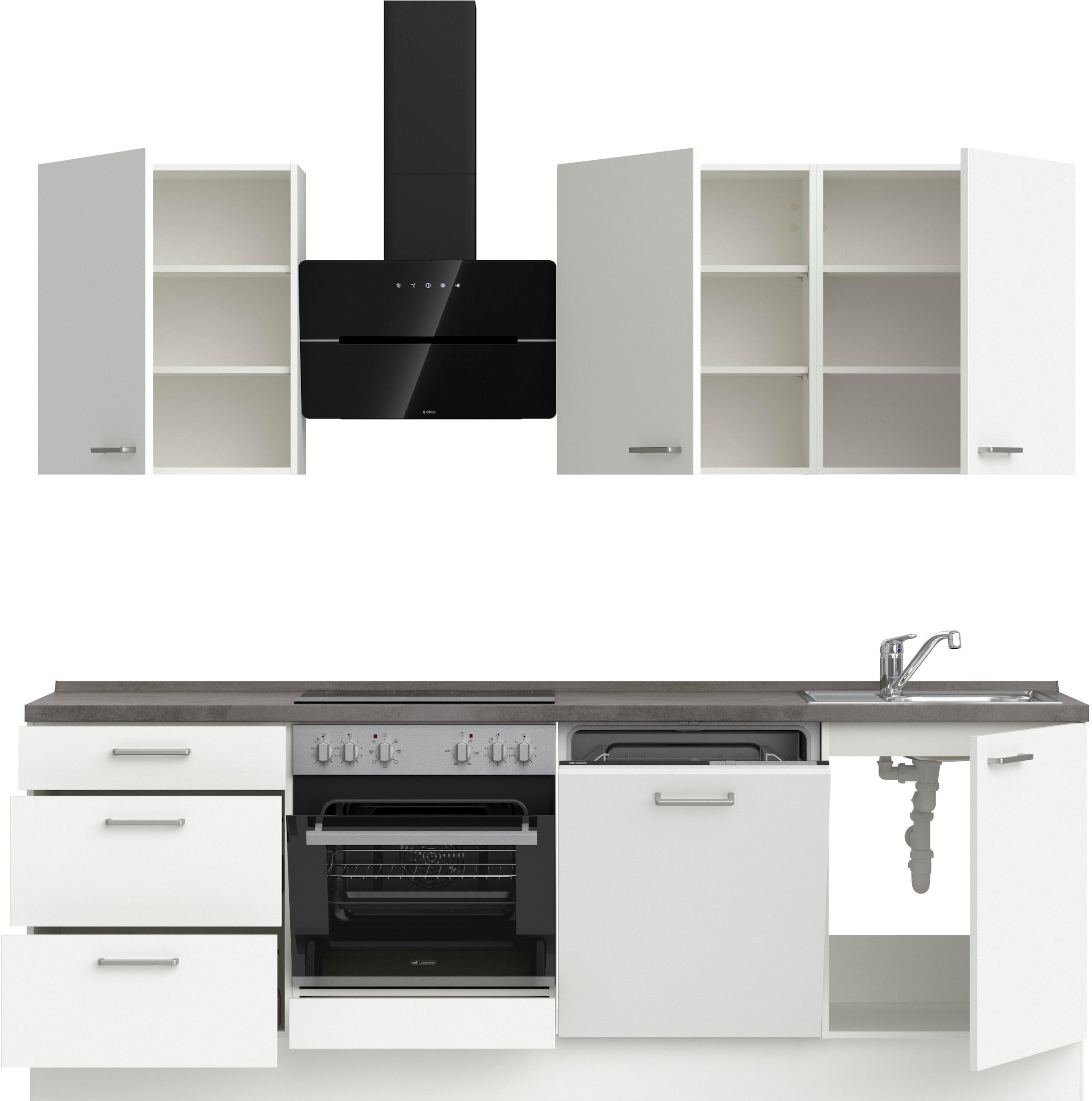 nobilia® Küchenzeile »"Touch II"«, vormontiert, Ausrichtung wählbar, Breite 240 cm, wahlw. mit E-Geräten