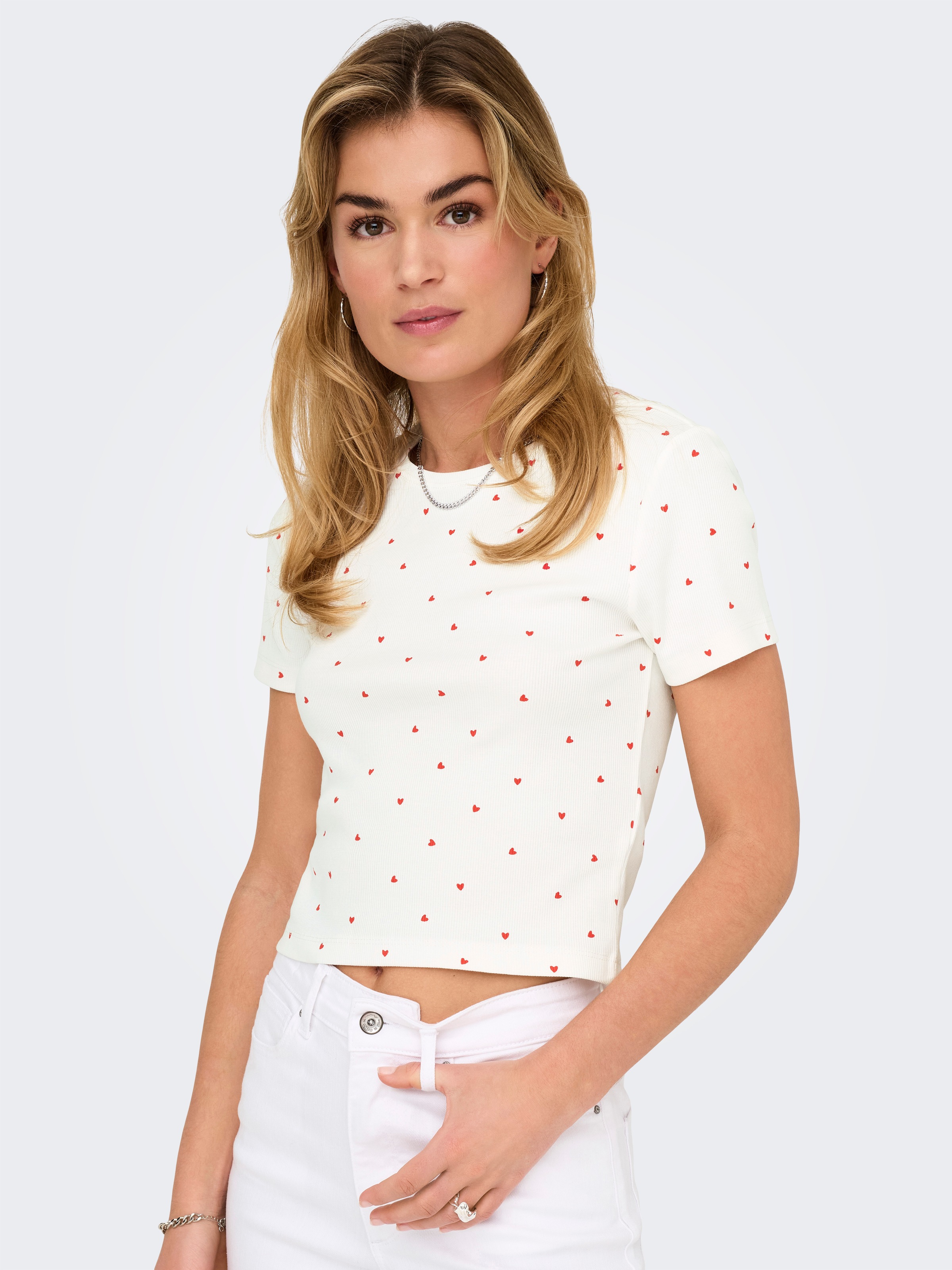 ONLY Kurzarmshirt "ONLFENJA LIFE SS AOP TOP JRS NOOS" Baumwollmischung, Cro günstig online kaufen