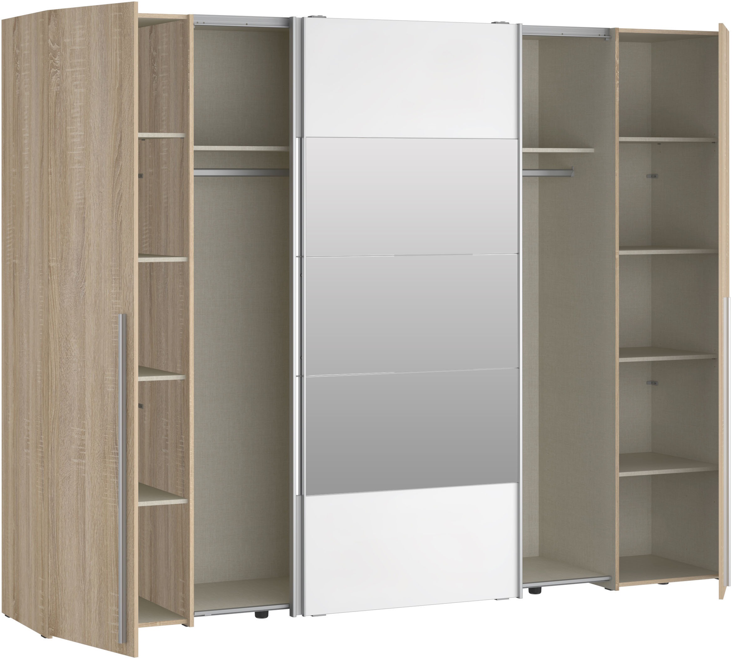 FORTE Kleiderschrank »Narago, Kombischrank mit Spiegel« B/H/T ca. 270/210/61cm,  Schwebetüren in Kombination mit Drehtüren, Made in Europe