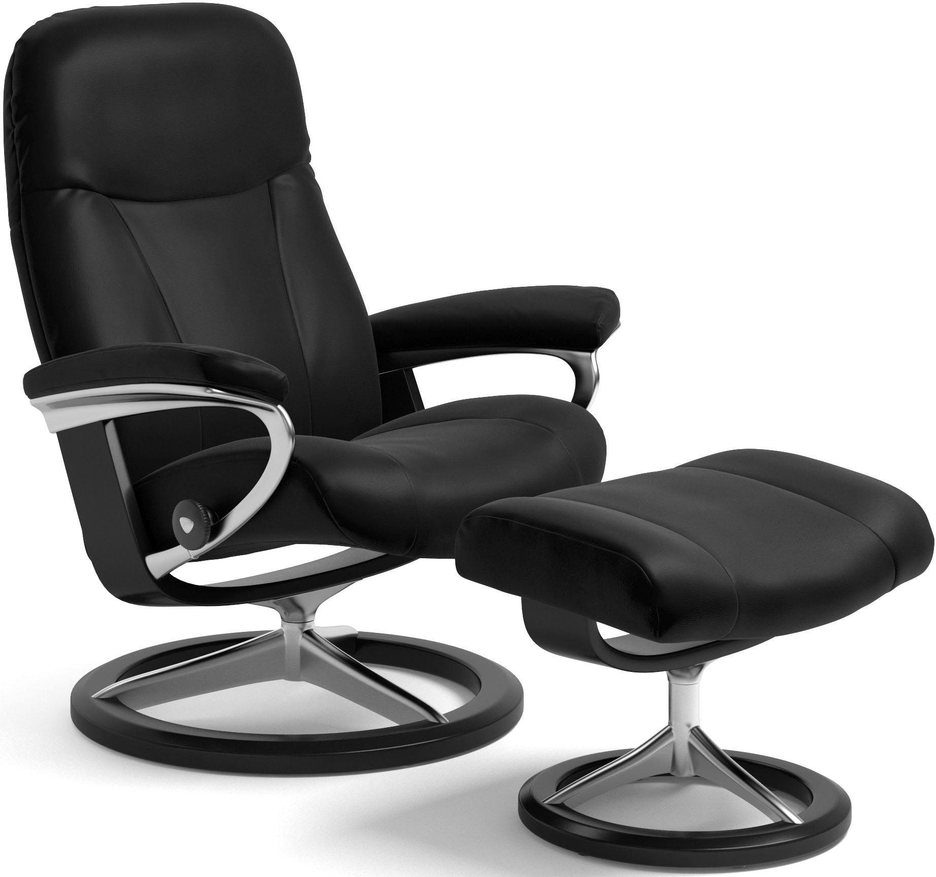 Stressless® Relaxsessel »Garda«, (Set, Relaxsessel mit Hocker), mit Hocker, mit Signature Base, Größe M, Gestell Schwarz