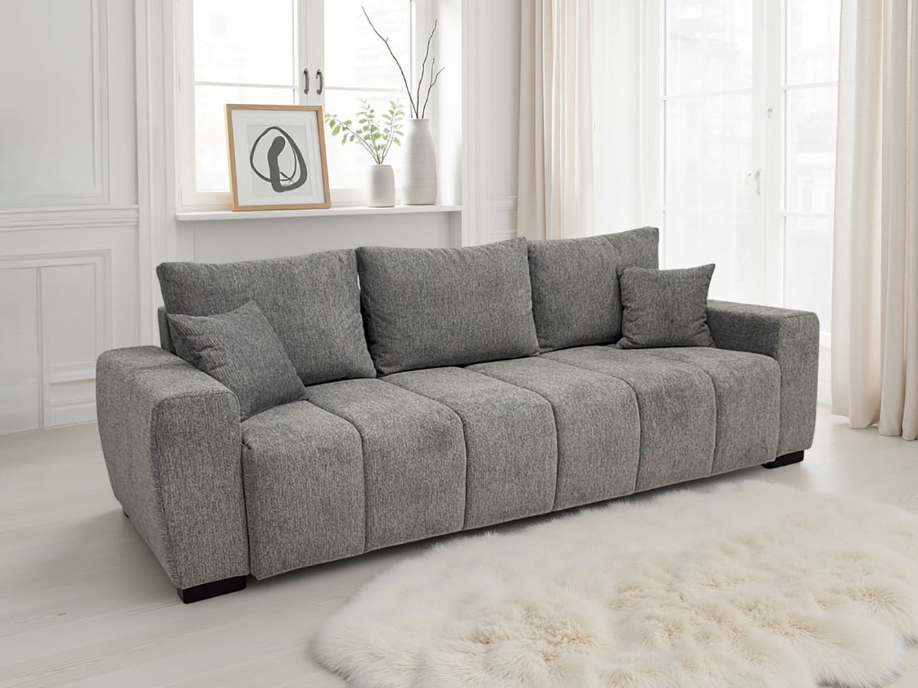 Home affaire "Bello, B: 239 cm, Liegefl. 142x194 cm" Schlaffunktion, Bettkasten & 2 Zierkissen, Federkern
