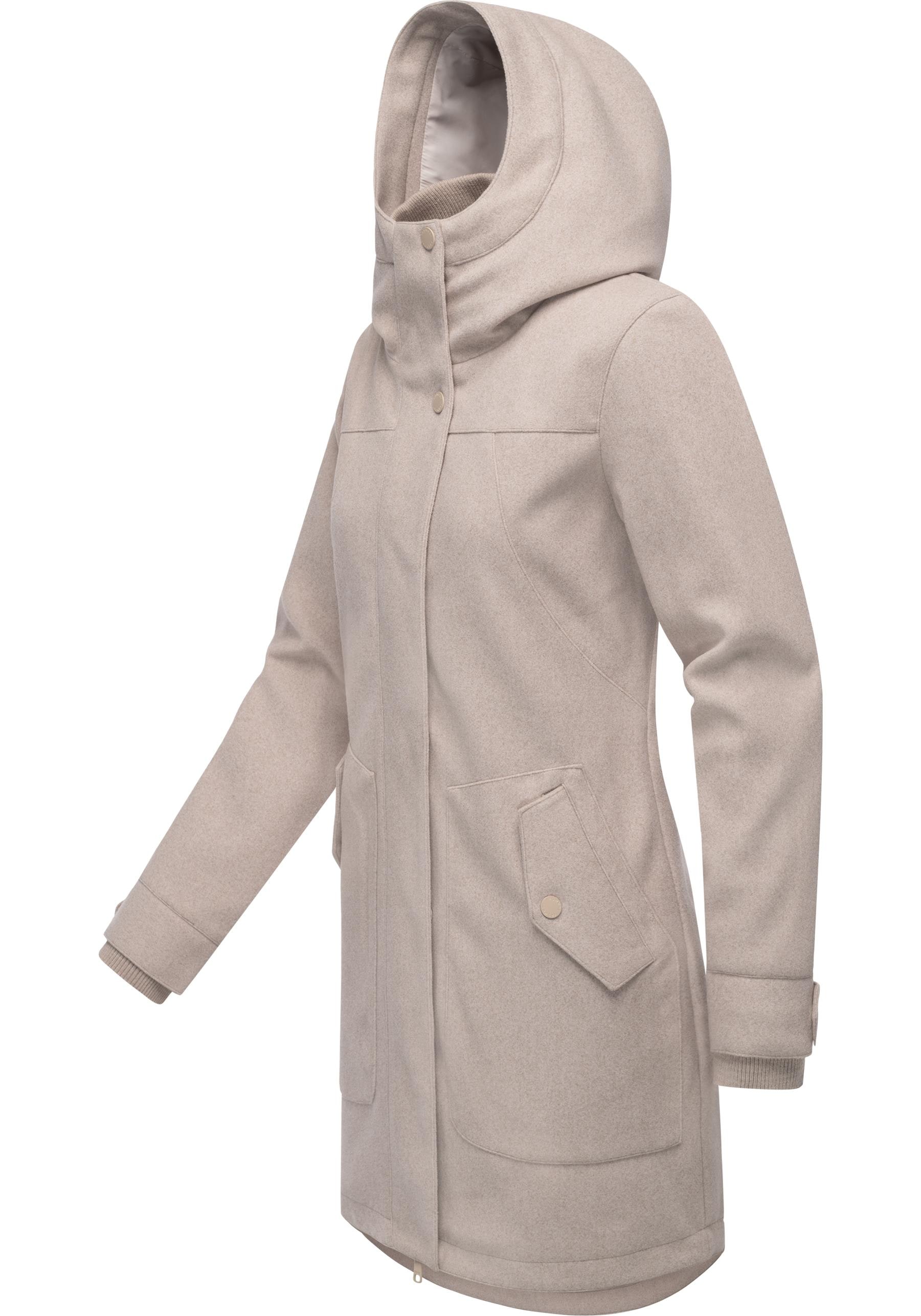 Ragwear Wollmantel »Janesha Coat«, Mantel in Wolloptik mit Kapuze