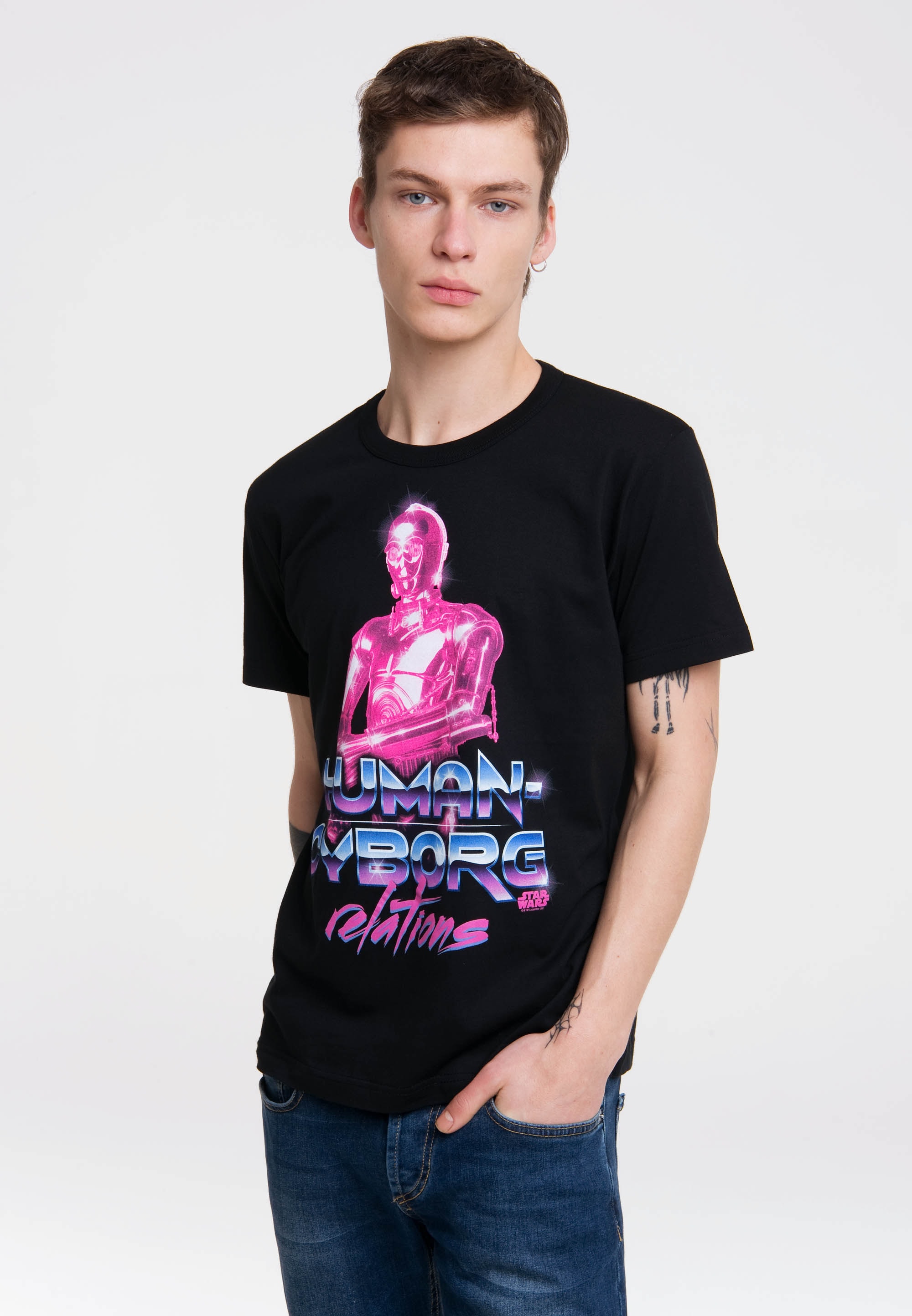 LOGOSHIRT T-Shirt »Star Wars - C-3PO - Human Cyborg«, mit coolem Star Wars- Print ▷ für | BAUR | T-Shirts