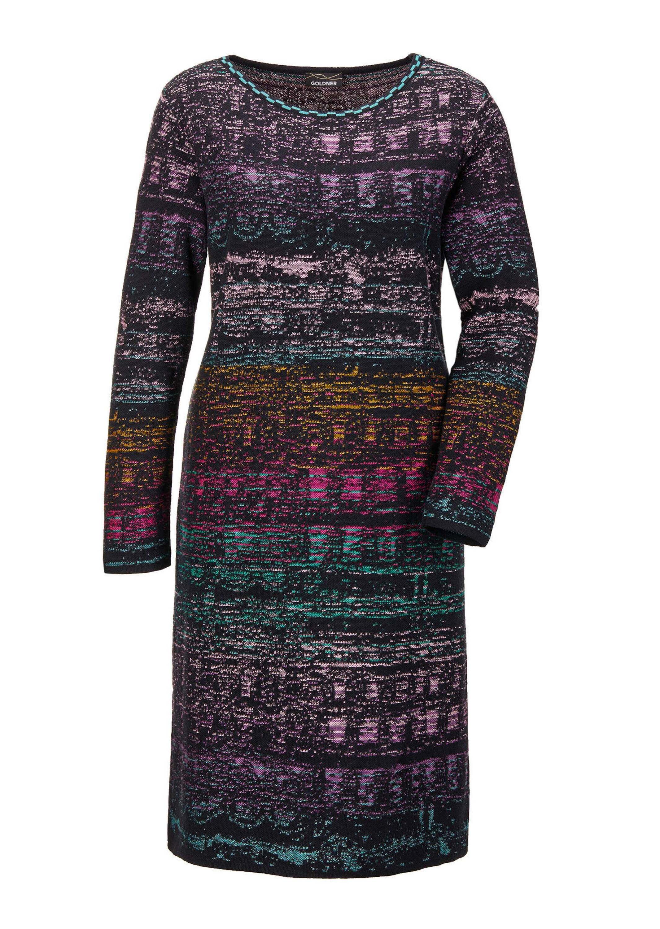 GOLDNER "Baumwoll-Strickkleid, Rundhals" Jacquardmuster