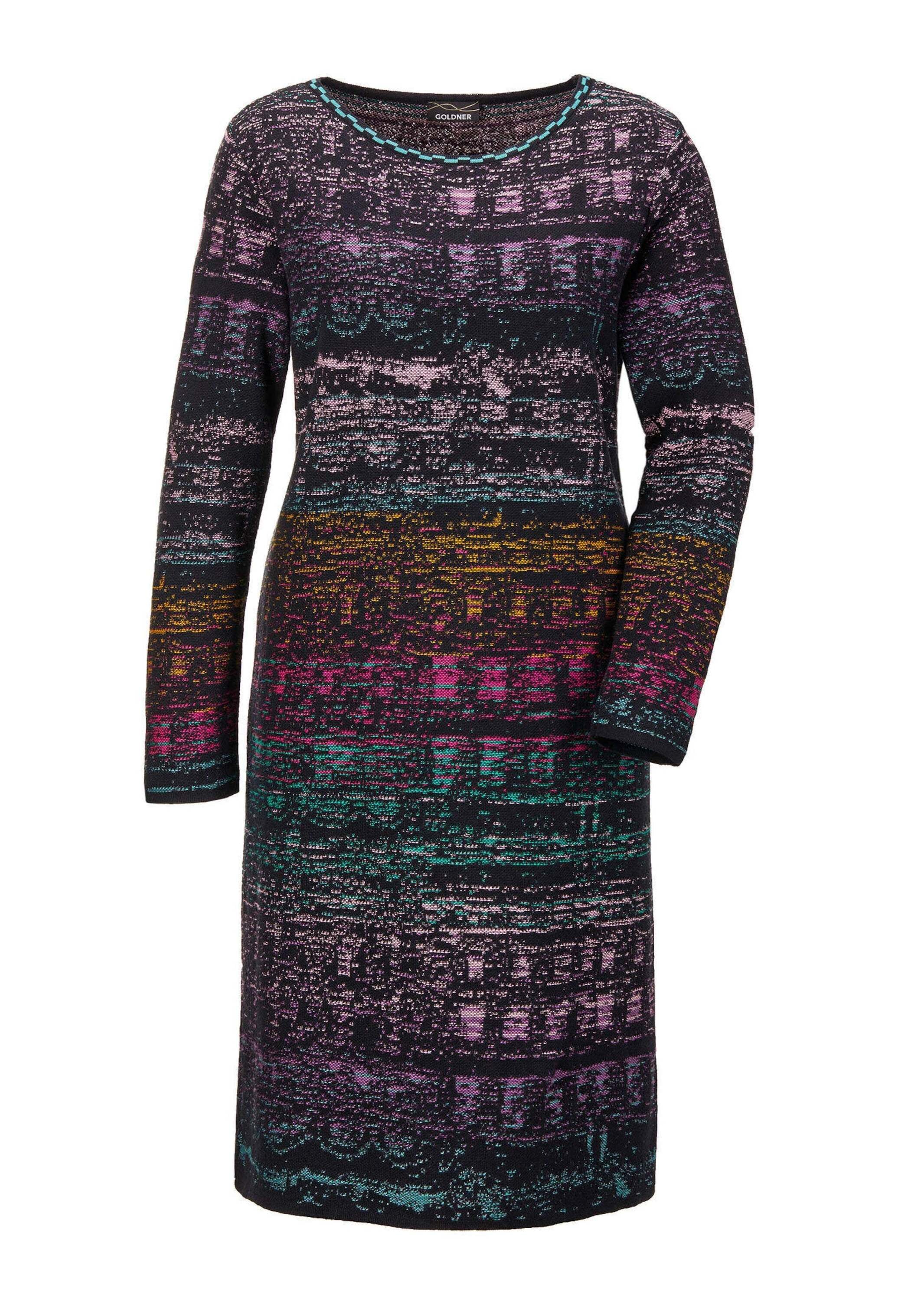 GOLDNER "Kurzgröße Baumwoll-Strickkleid, Rundhals" Jacquardmuster