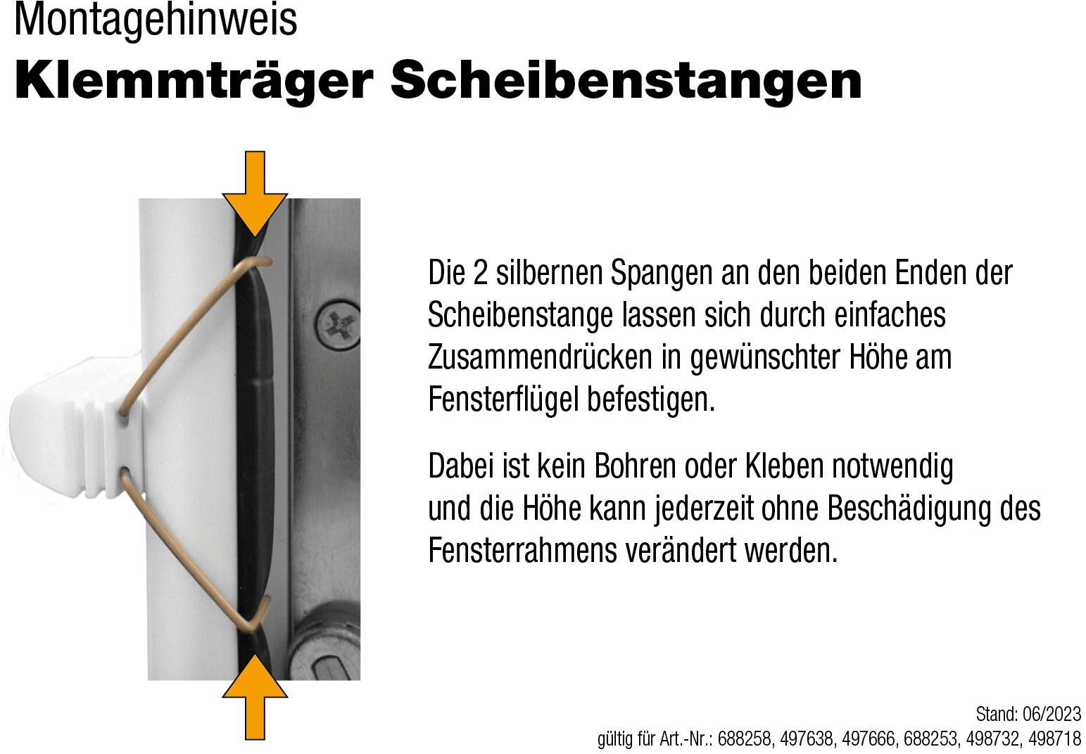 Thumbnail - GARESA Scheibenstange "ø 12 mm"", ausziehbar, Montage am Fensterrahmen, ausziehbar, Klemmfunktion, ohne Bohren
