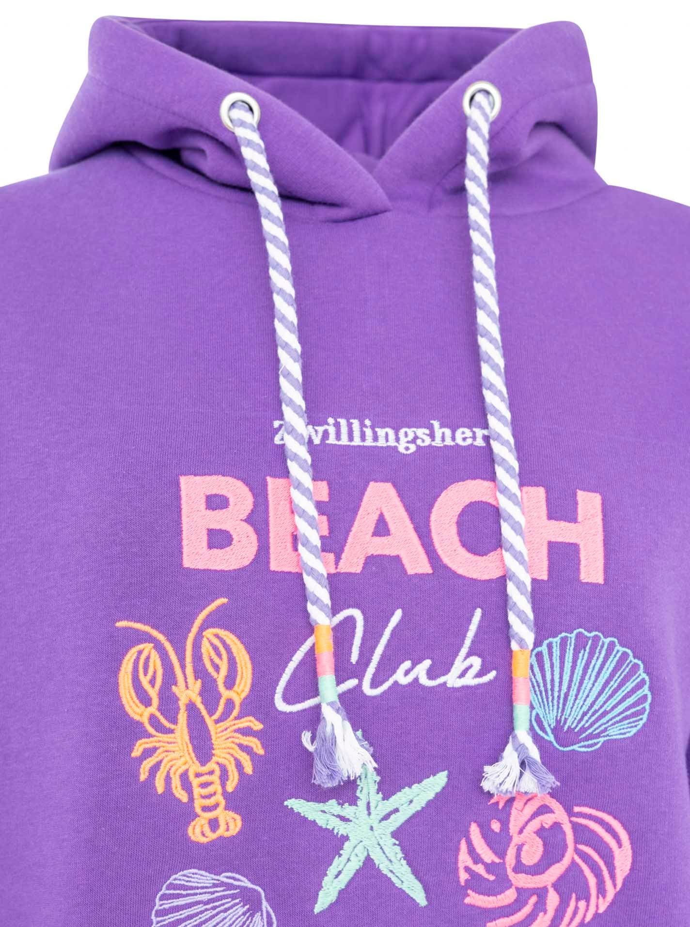 Zwillingsherz Hoodie »"Beach Club"«, Muschel-Motiv, Kapuze mit bunter Kordel, Kängurutasche
