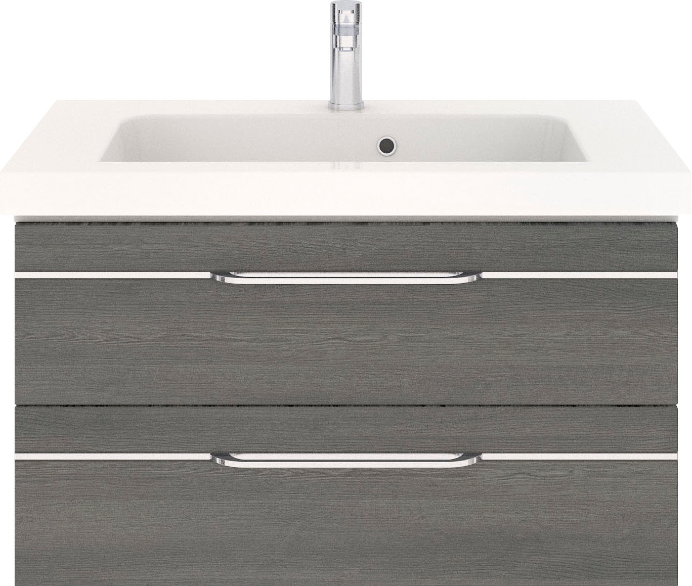 Saphir Badmöbel-Set »Balto Sprint 4-teilig, Mineralmarmor-Waschtisch mit LED-Spiegelschrank«, (5 St.), Midischrank und Unterschrank, inkl Türdämpfer, 5 Türen, 5 Schubladen