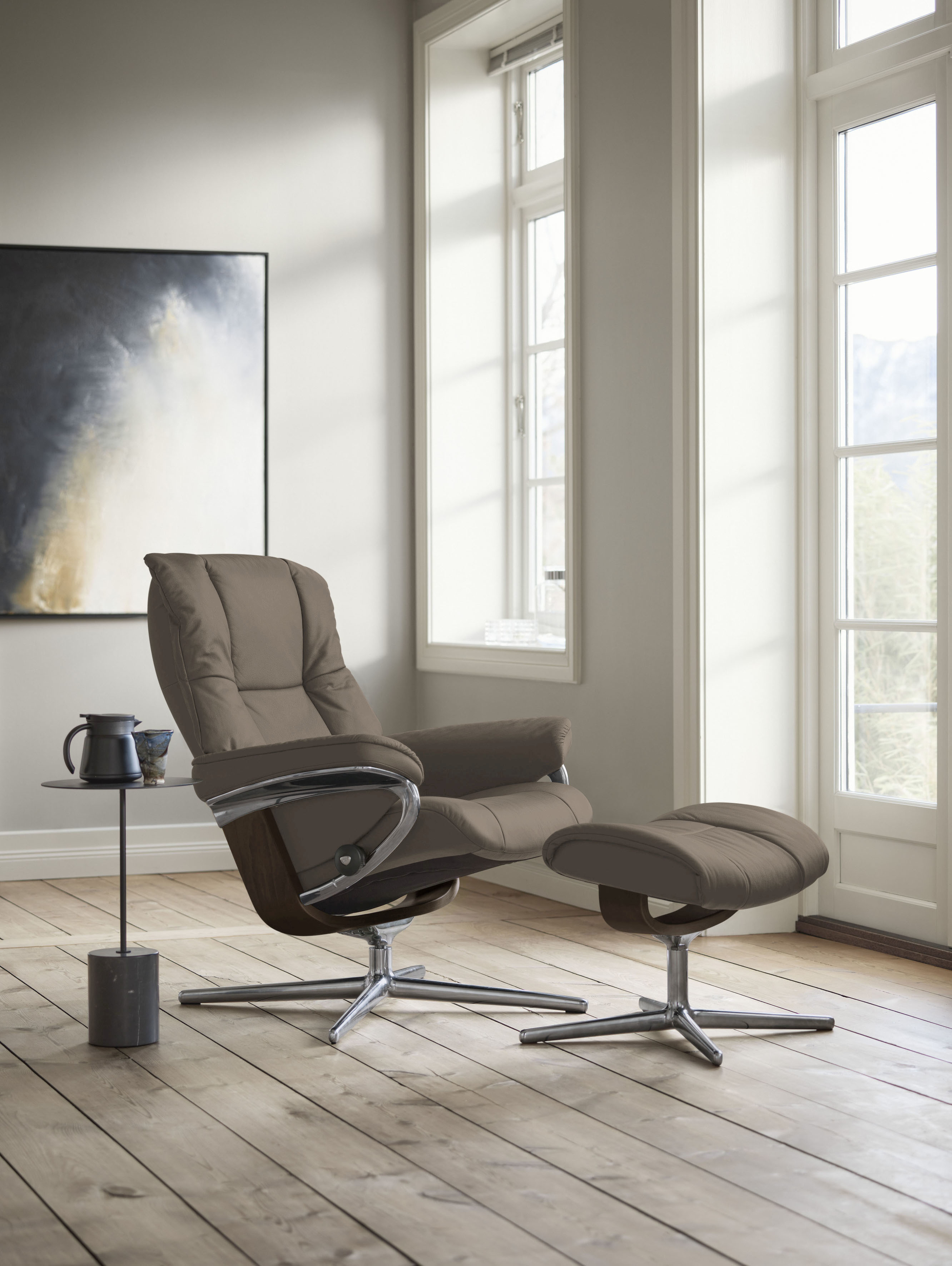 Stressless Relaxsessel "Mayfair" mit Cross Base, Größe S, M & L, Holzakzent Braun