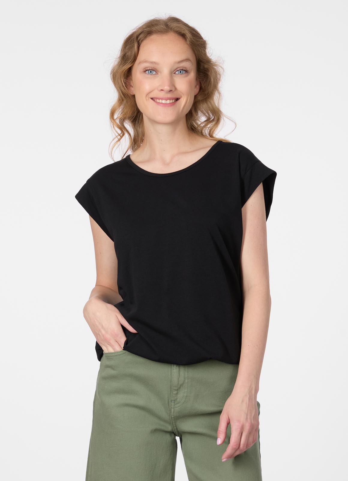 Ragwear Kurzarmshirt "TULSA" Fließendes Material mit Gummizug in unifarbener Optik