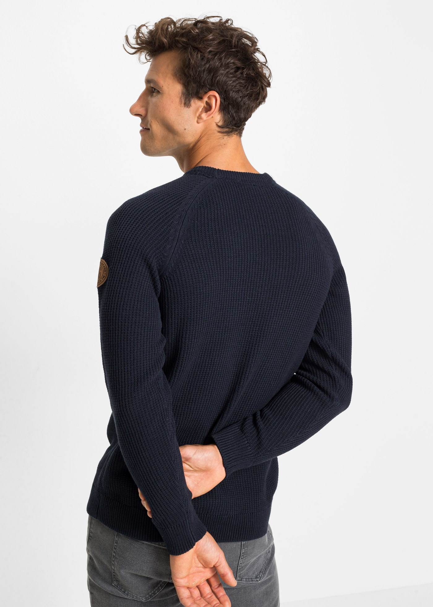 bonprix Strickpullover tolle Baumwollmischung, mit Rundhalsausschnitt, Regu günstig online kaufen