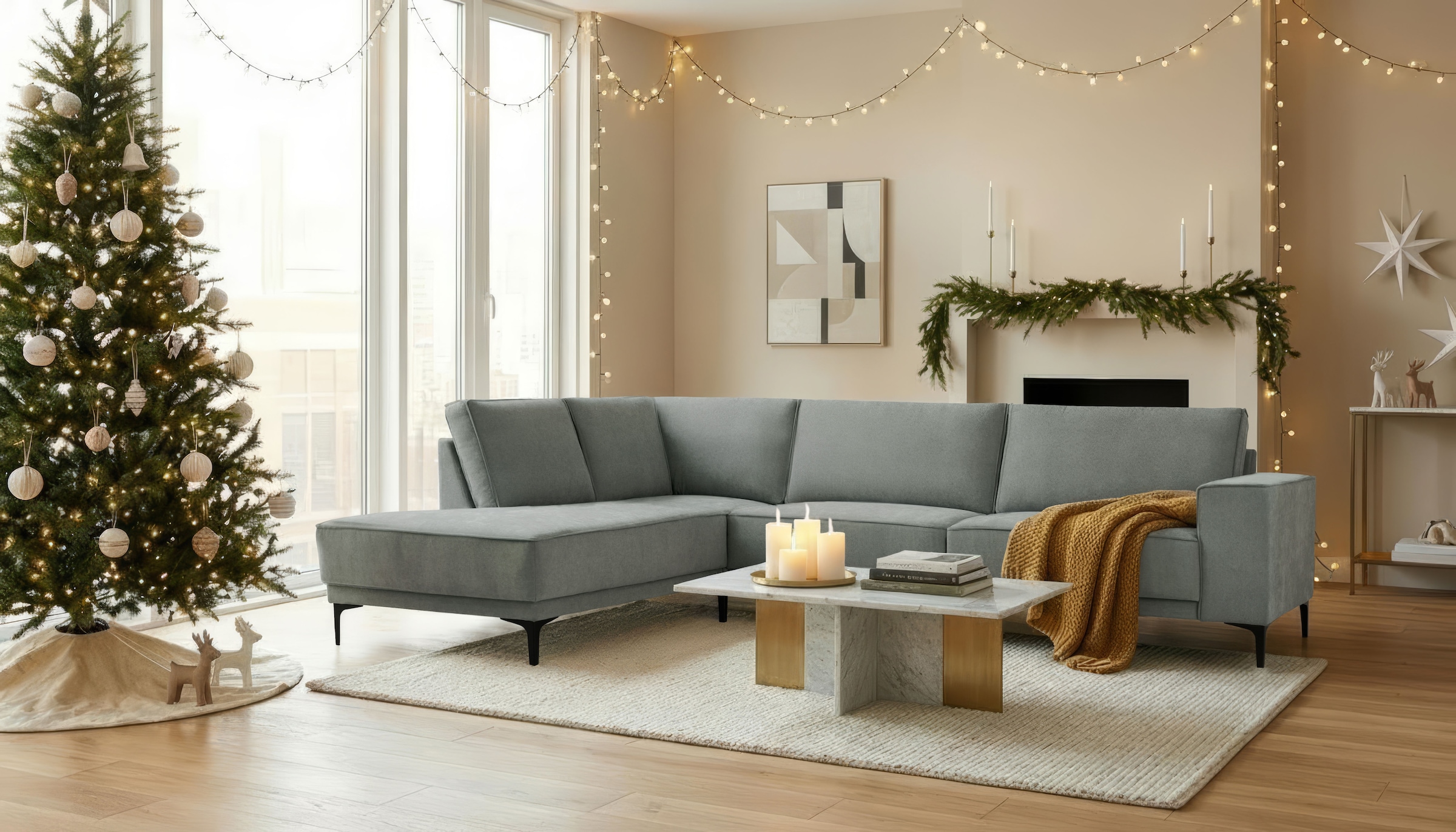 OTTO home Ecksofa "OLAND L-Form, B: 289 cm, Skandi-Design" Struktur, Flachg günstig online kaufen