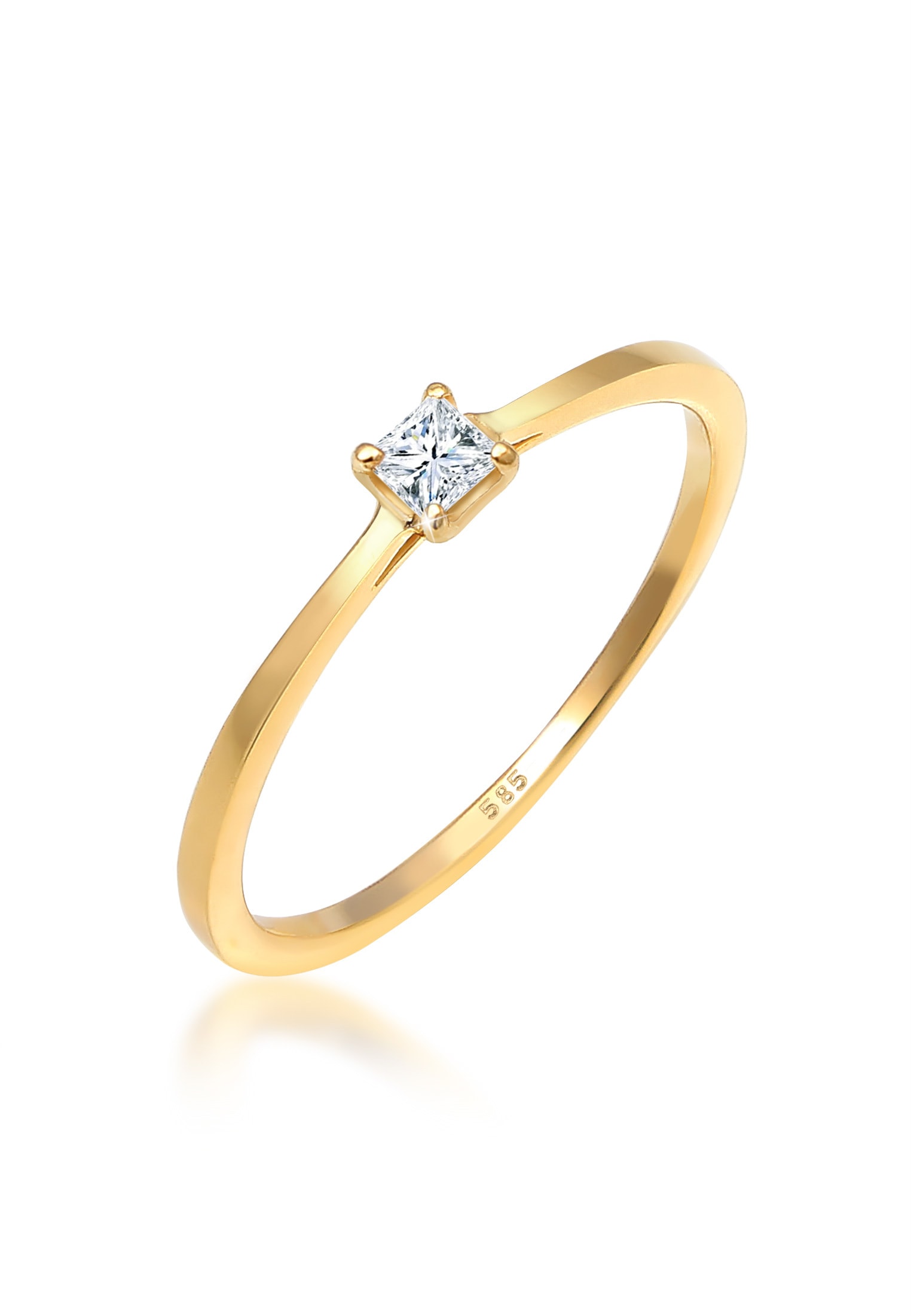 ELLI DIAMONDS Damen Verlobungsring "Ring Verlobungsring Diamant Princess Cut (0.1 ct) 585 Gelbgold", 54, Gelbgold 585, gold, Gelbgold 585, Fingerringe