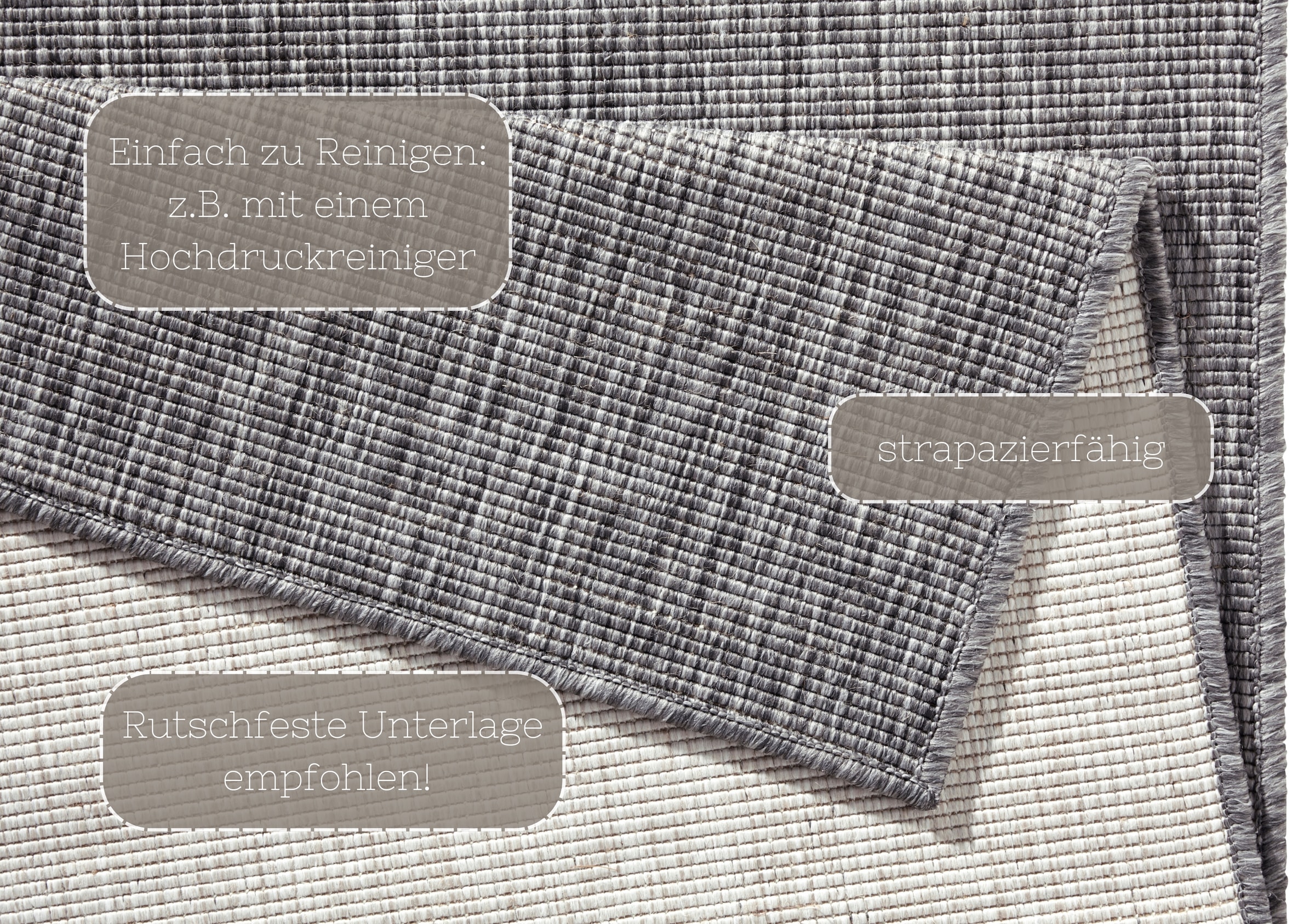 NORTHRUGS Teppich »Miami Wendeteppich«, rechteckig, 5 mm Höhe, In-& Outdoor, Wetterfest, Balkon, Läufer, Wohnzimmer, Wasserfest