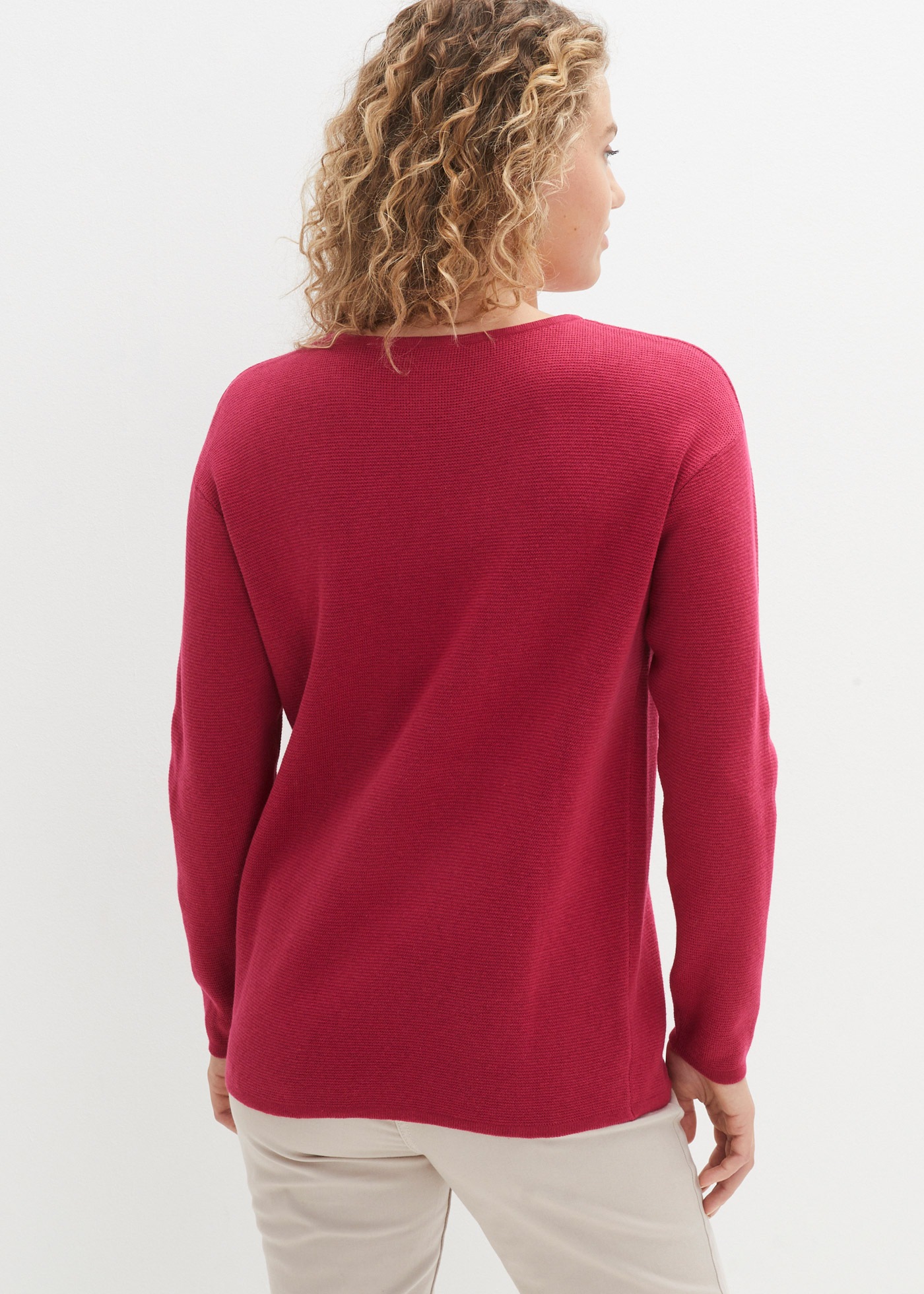bonprix Strickpullover "Milano Rib Pullover mit Rundhals" aus Baumwolle und günstig online kaufen