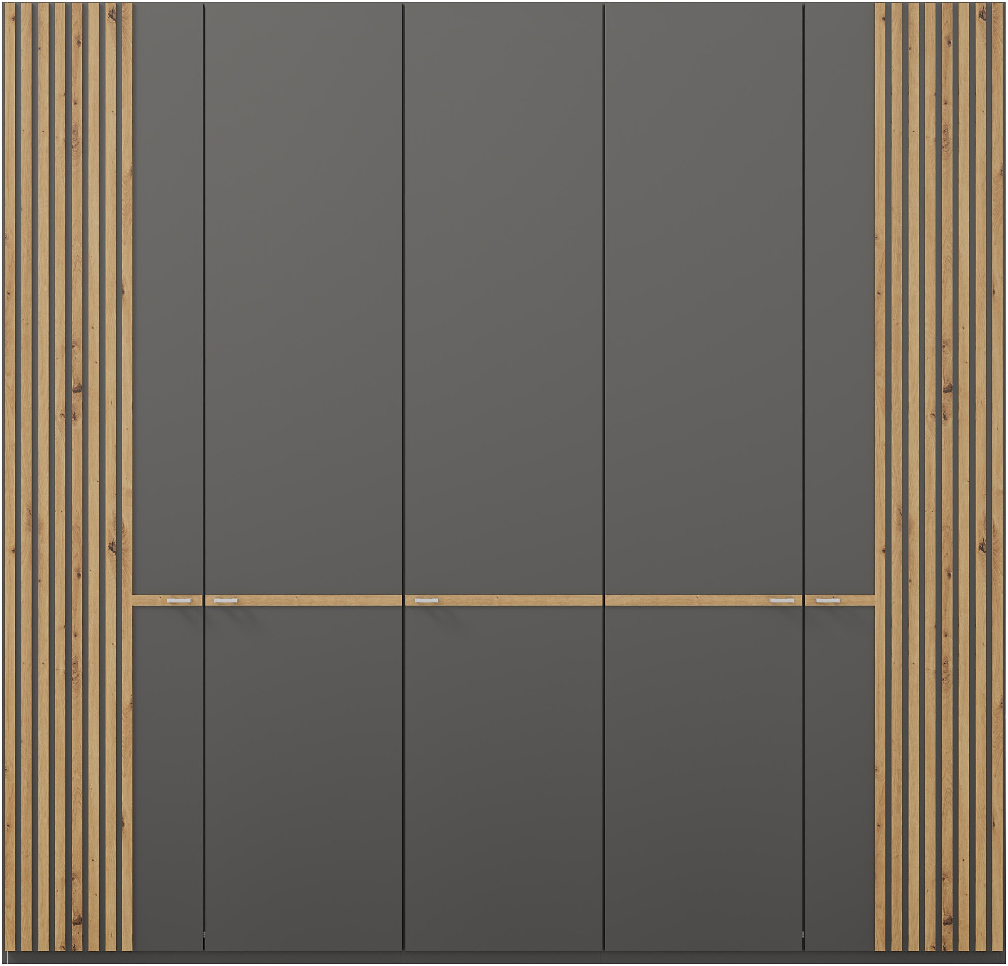 Thumbnail - Musterring Drehtürenschrank "Isabelle" Lamellen in Eiche, Griffe in silber, verschiedene Größen und Farben