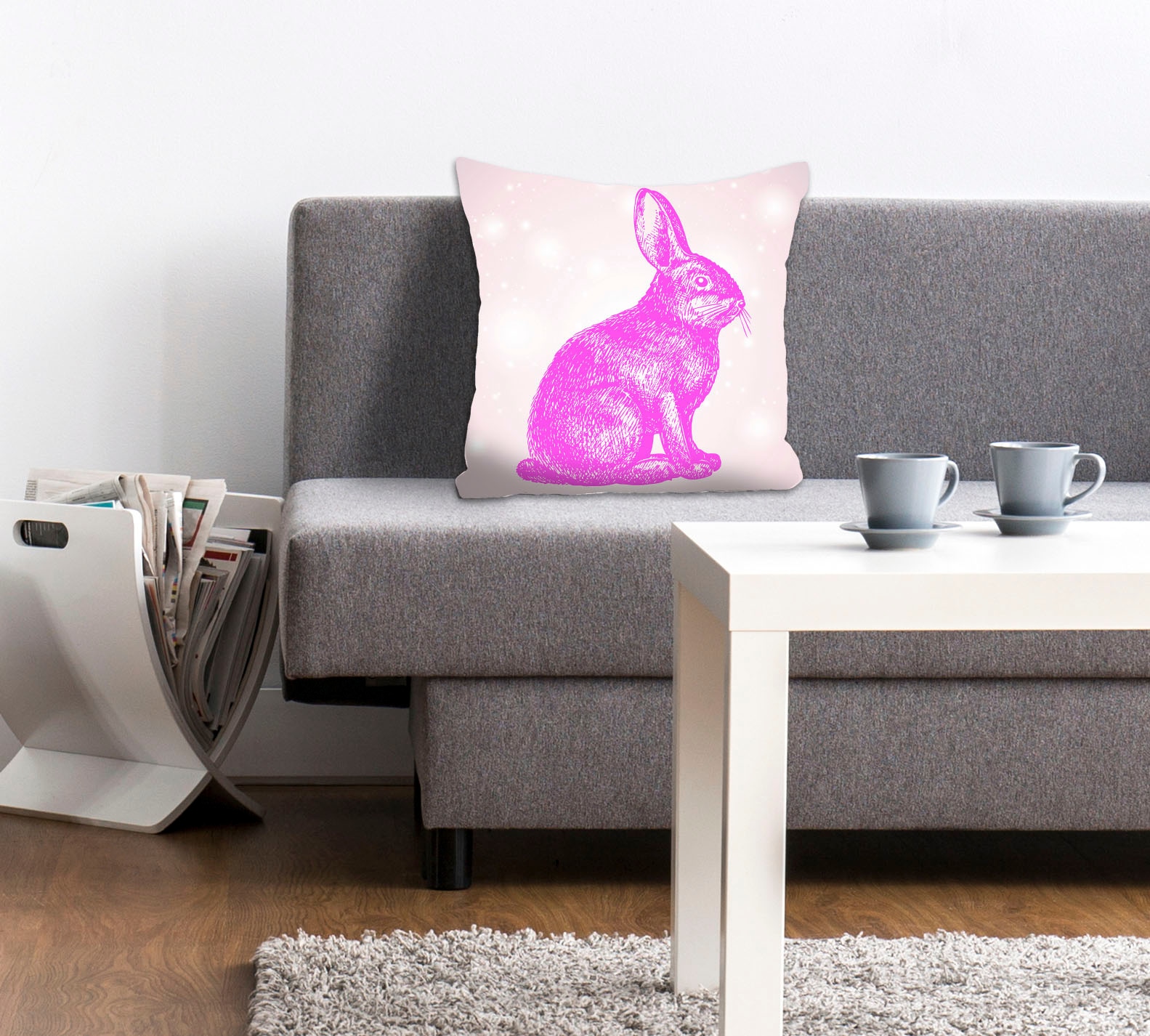 queence Dekokissen "Hugo" mit einem pinken Hasen, Kissenhülle ohne Füllung, günstig online kaufen
