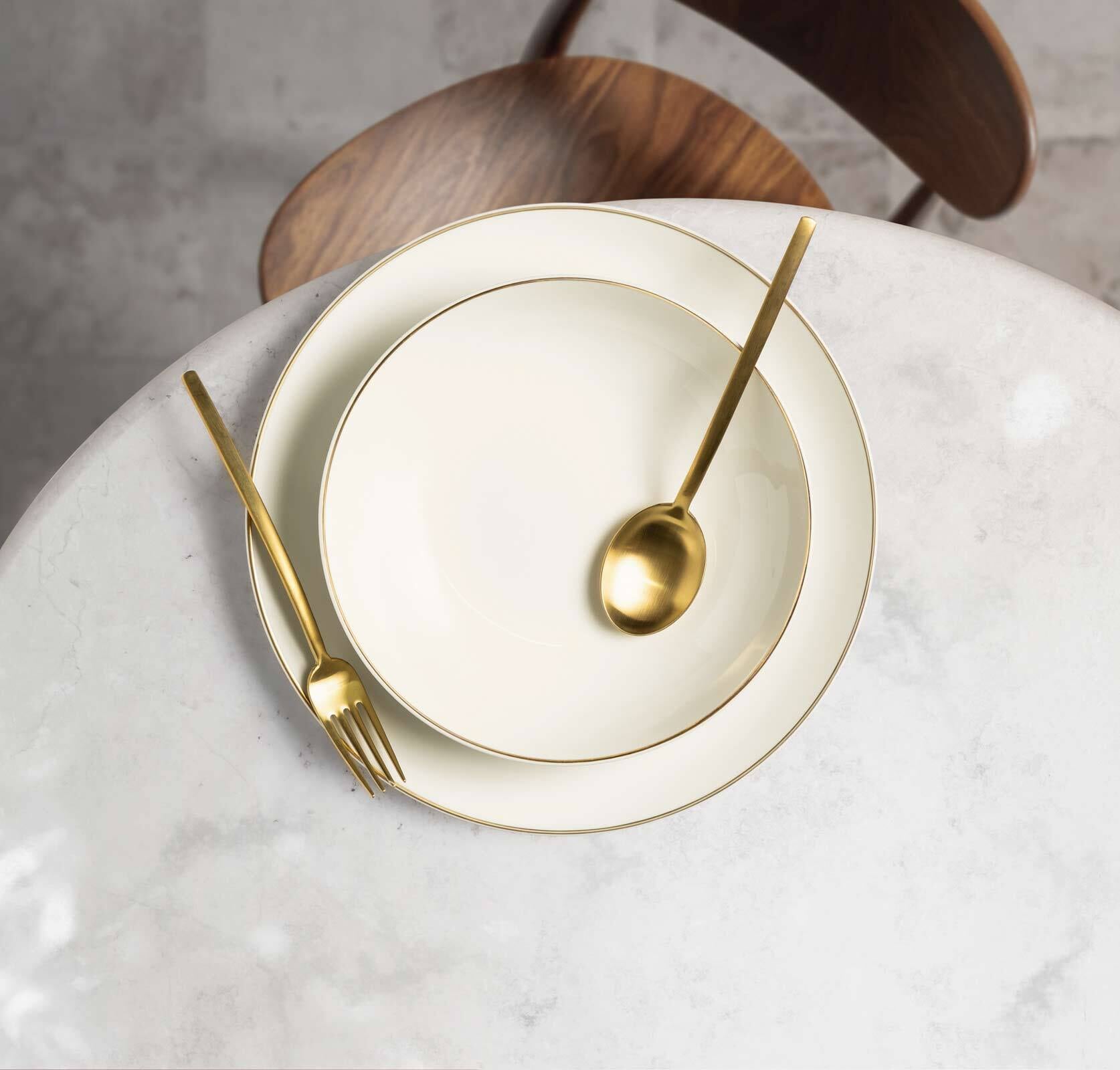Seltmann Weiden Geschirr-Set »Basic-Set Savona Goldlinie 6er Set creme« Spülmaschinenfest, Mikrowellensicher, Ofenfest