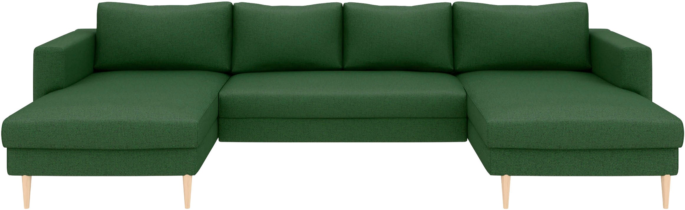 TRENDMANUFAKTUR Wohnlandschaft »Amazing, wahlw. mit Schlaffunktion & Bettkasten, Fuß Buche lackiert« Sofa in U-Form, in Cord oder Struktur, Breite 305 cm