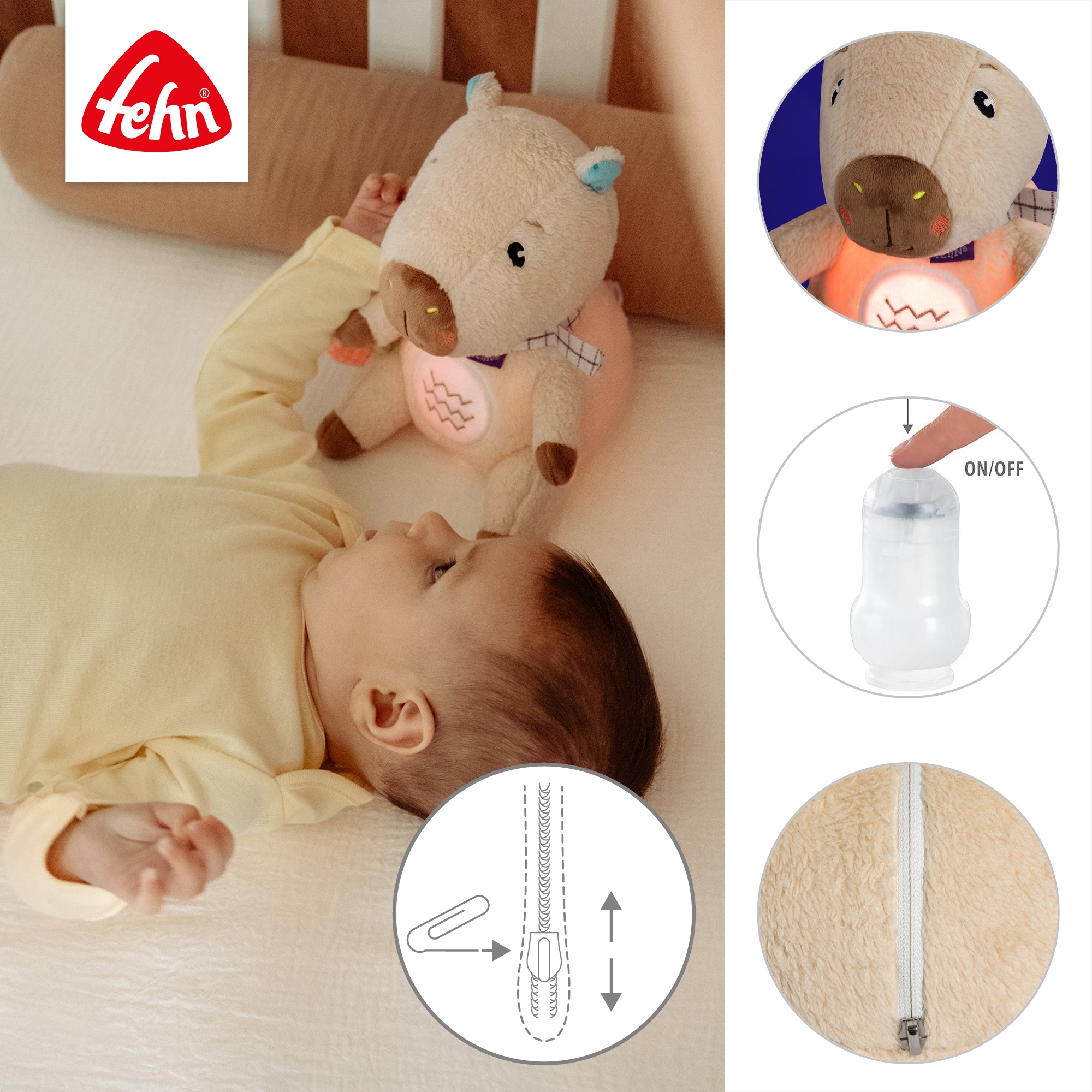 Fehn Kuscheltier »Capybara Clara, Nachtlicht Capybara« mit Licht