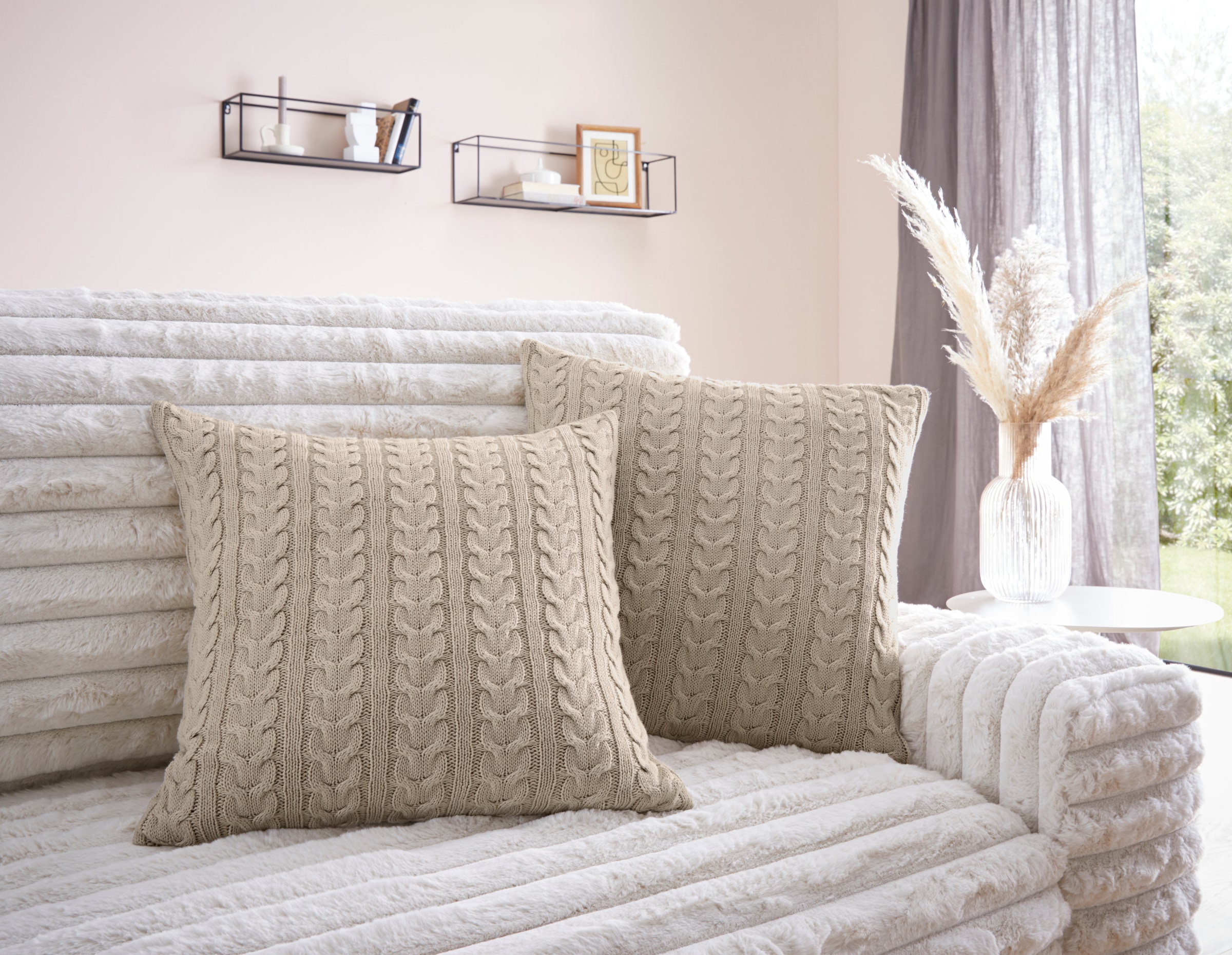 LeGer Home by Lena Gercke Dekokissen "Trisha, 2er Set" Modernes Strickmuste günstig online kaufen