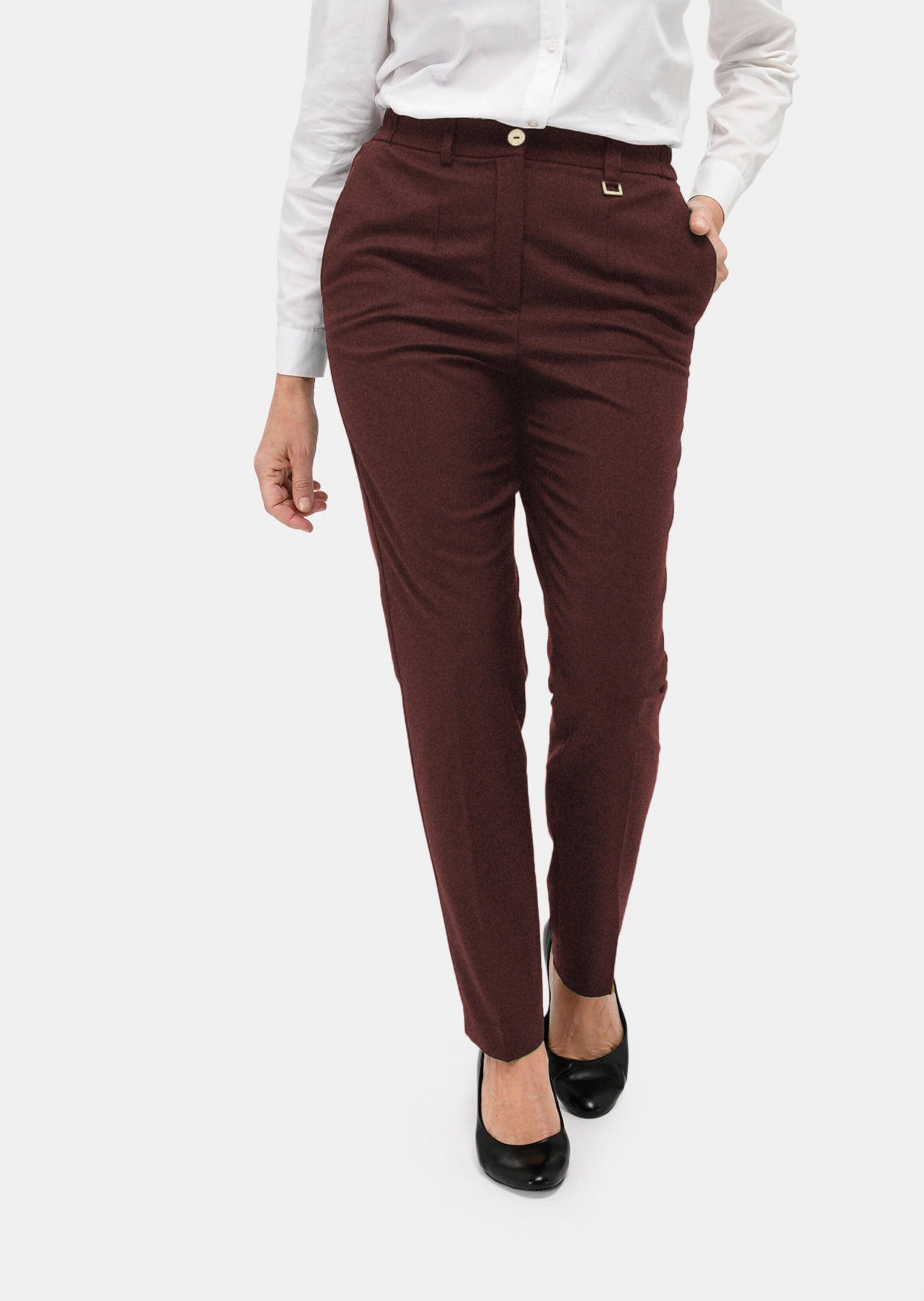 Stoffhose GOLDNER "Bequeme Hose LOUISA COMFORT+ mit Bügelfalte", Damen, Gr. 38, N-Gr, beige (dunkeltaupe), Obermaterial: 63% Polyester PES. 34% Viskose CV. 3% Elasthan EL., Hosen Stoffhose 3