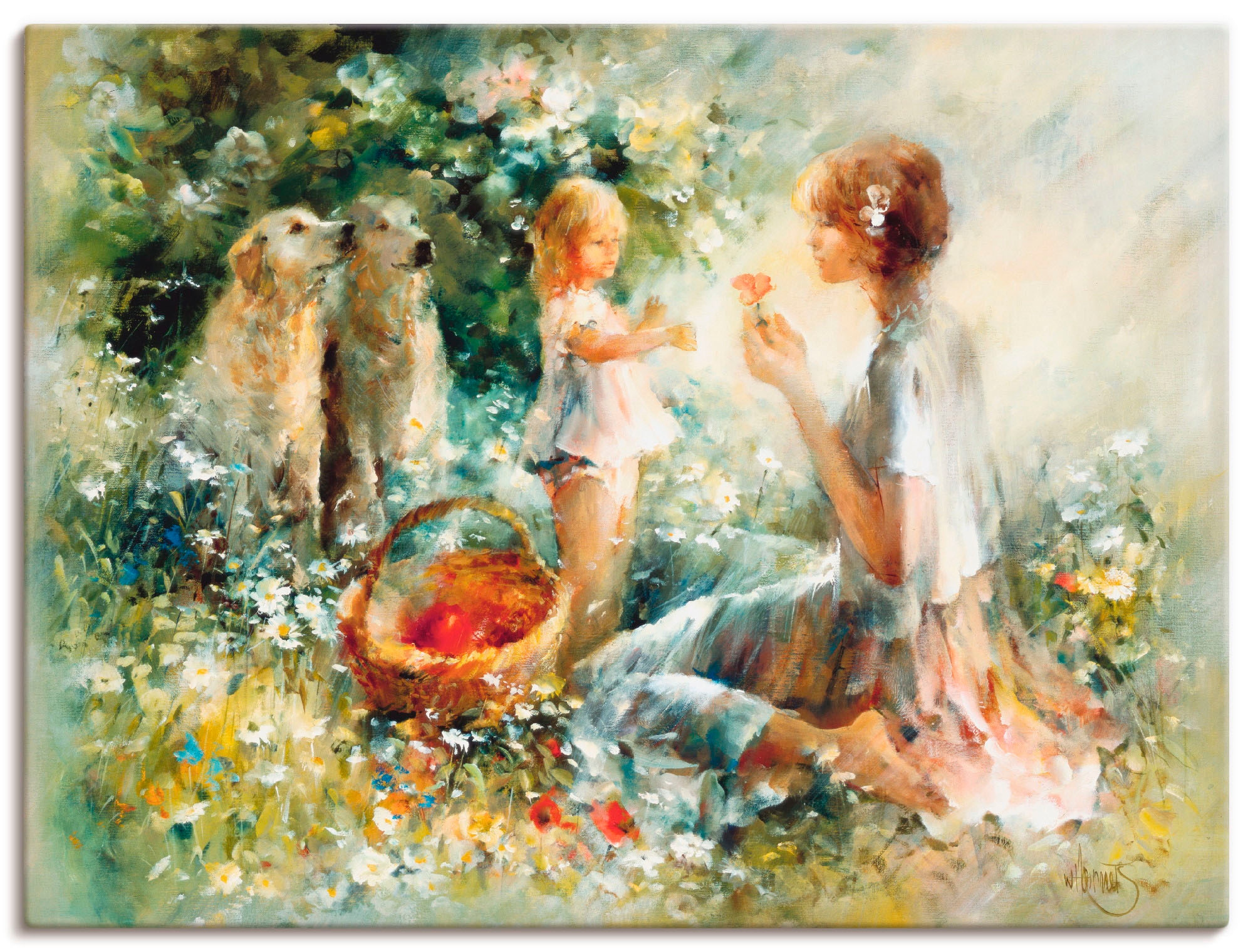 Artland Leinwandbild "Picknick" Gruppen & Familien 1 Stk. tlg. auf Holzrahmen gespannt