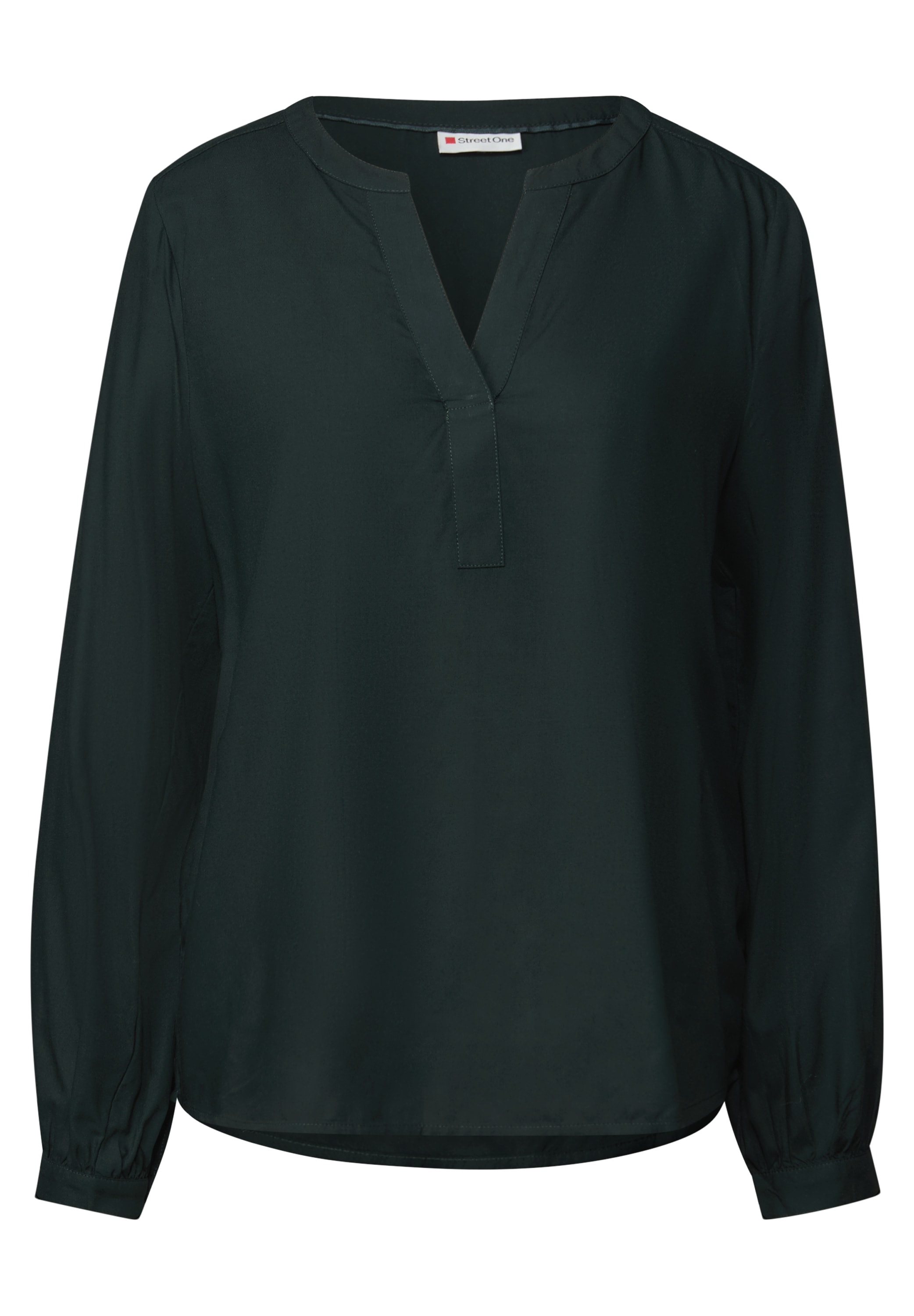 STREET ONE Langarmbluse, Sommerbluse, Tunika mit Split Neck und aus Viskose