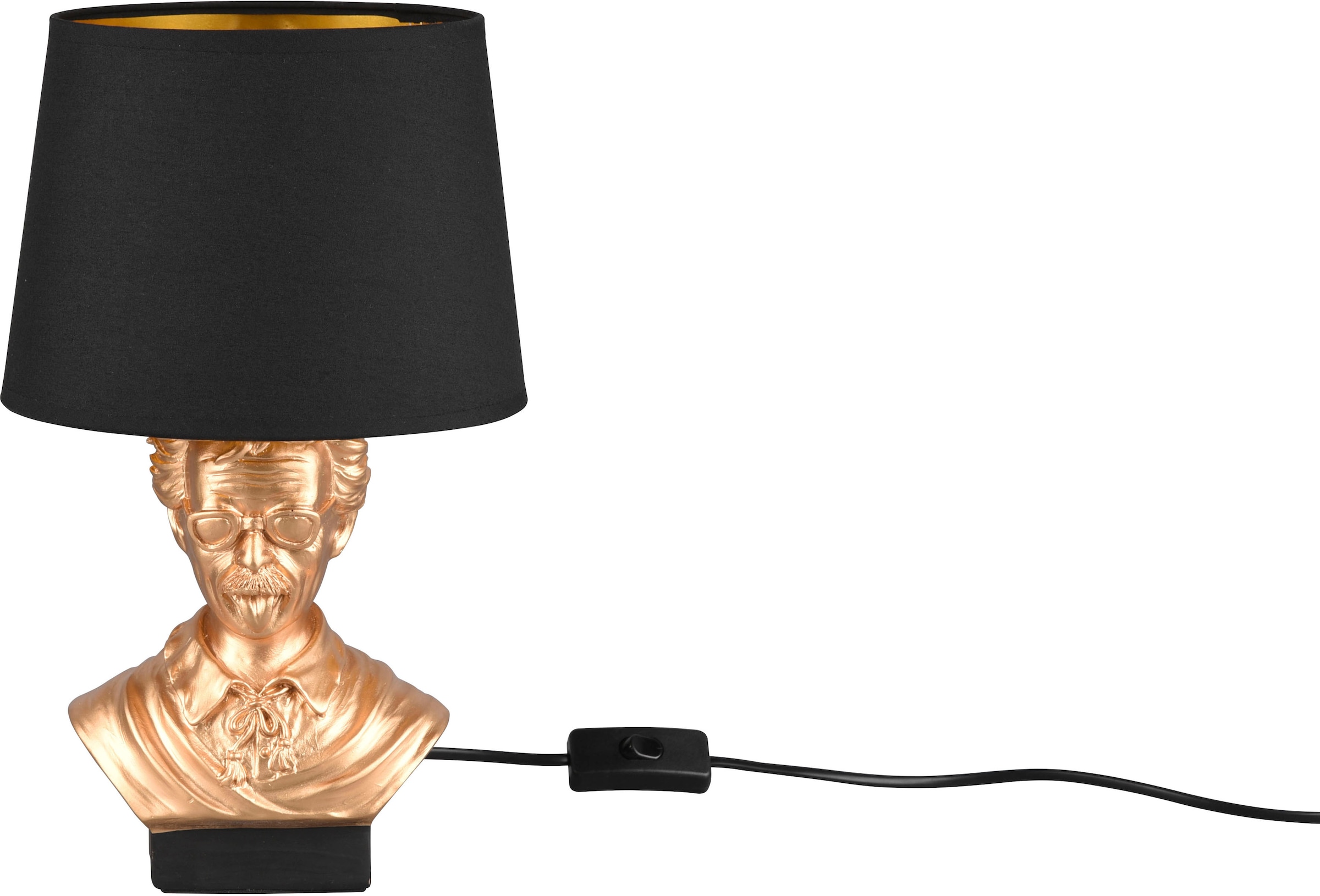 BAUR Büste schwarz&gold 1 Kopf flammig-flammig, Tischleuchte Design Leuchten - TRIO »Albert«, Schirm | Schalter Höhe36cm Schreibtischlampe