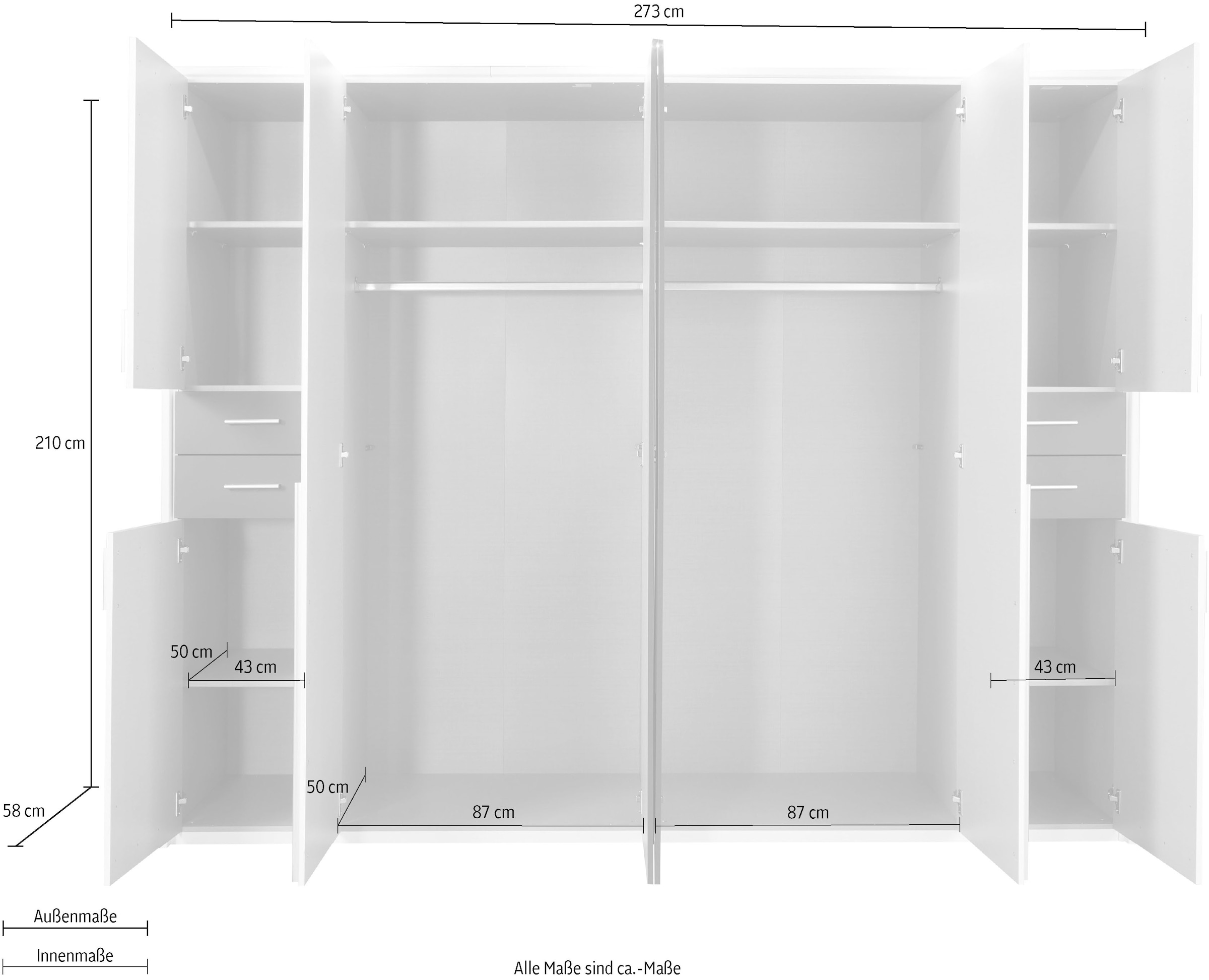 Wimex Passepartout-Rahmen, mit Schubladen Drehtürenschrank BAUR | und »Vegas«, Spiegeltüren inklusive