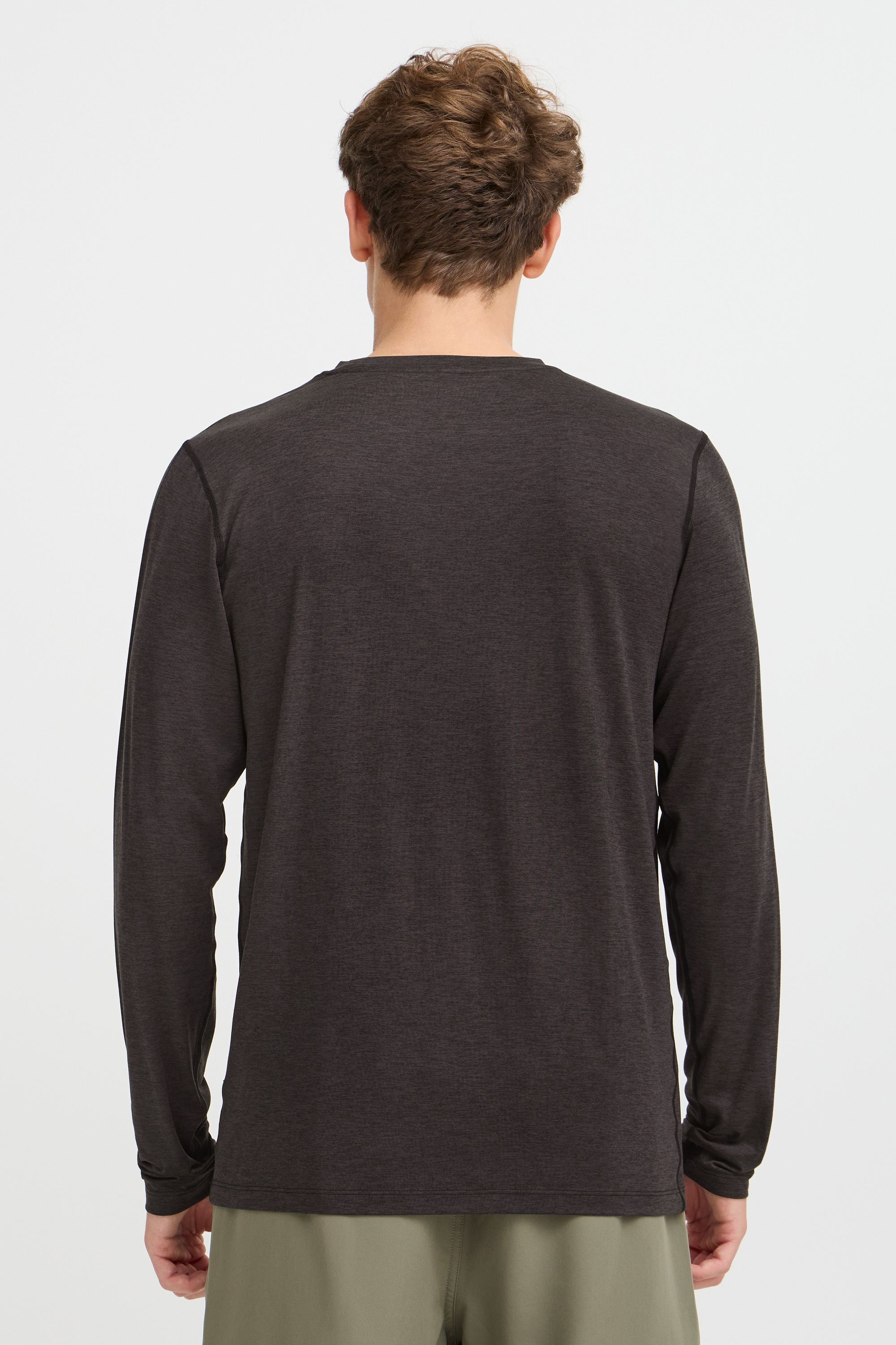 Sweatshirt NORTH BEND "Langarmshirt NBAdreon M", Herren, Gr. S, schwarz (schwarz melange), Obermaterial: 90% Polyester PES. 10% Elasthan EL., Sweatshirts Sweatshirt 3
