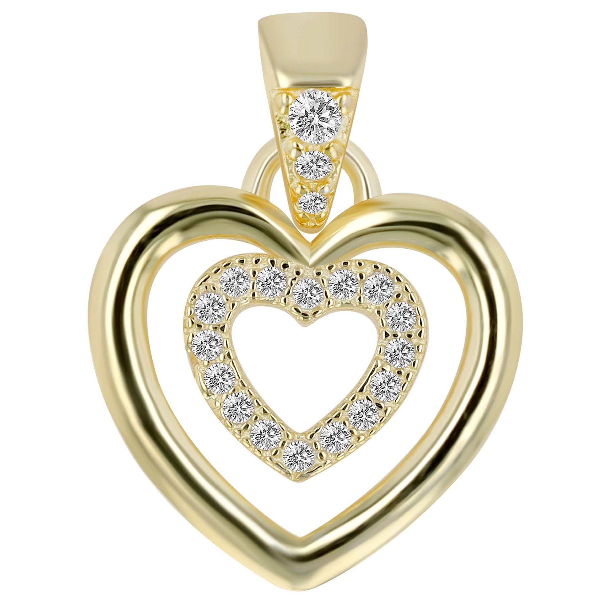 Kettenanhänger ADELIA´S "moderner Herz Anhänger aus 925 Sterling Silber", gold, Schmuckanhänger, Damen, Silber 925 (Sterlingsilber), Kettenanhänger