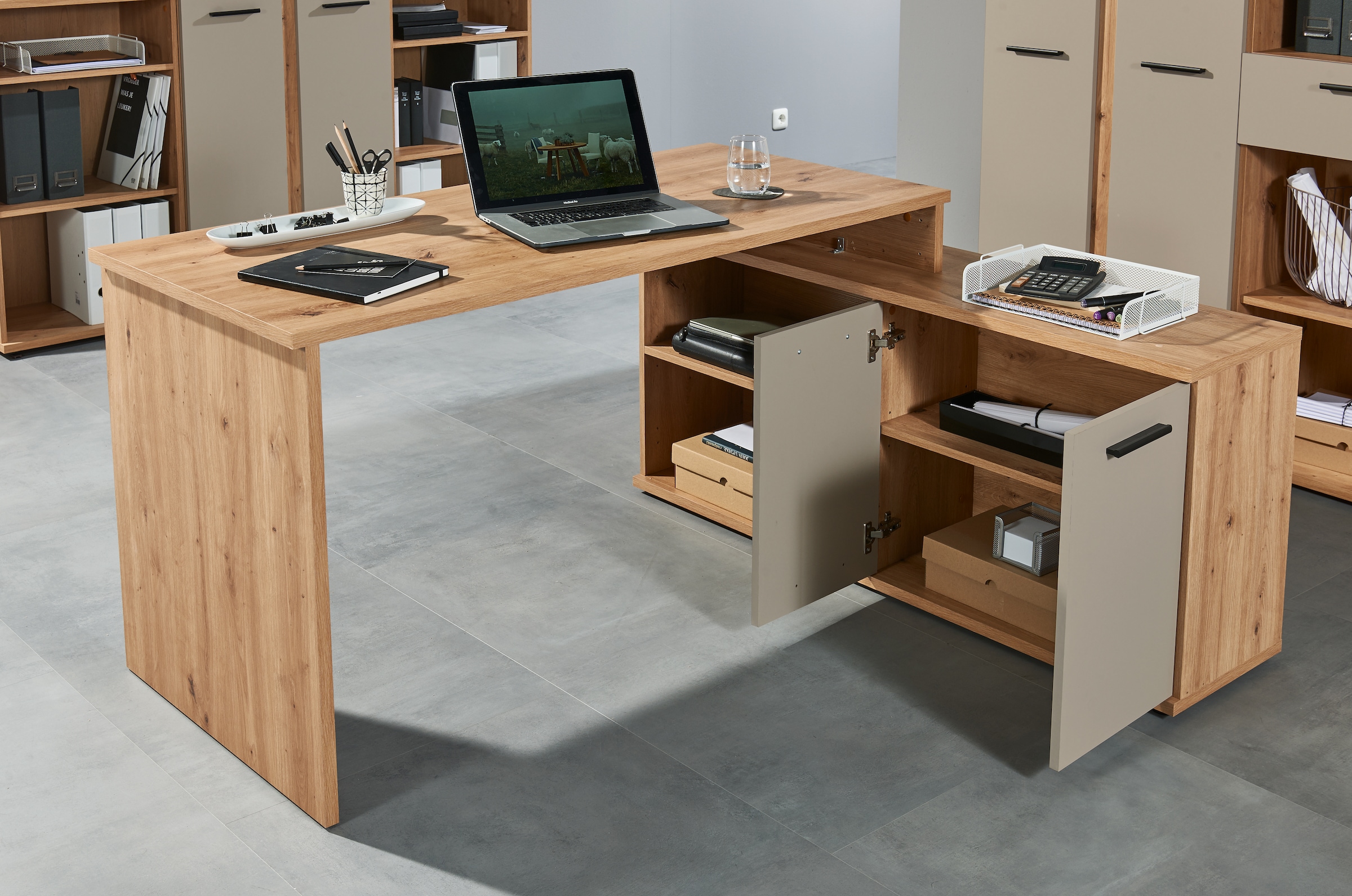 BEGA OFFICE Schreibtisch »Kanada, BxHxT 160x74x130 cm« 1 Stk. tlg. Breite 160cm, Softclose für Türen