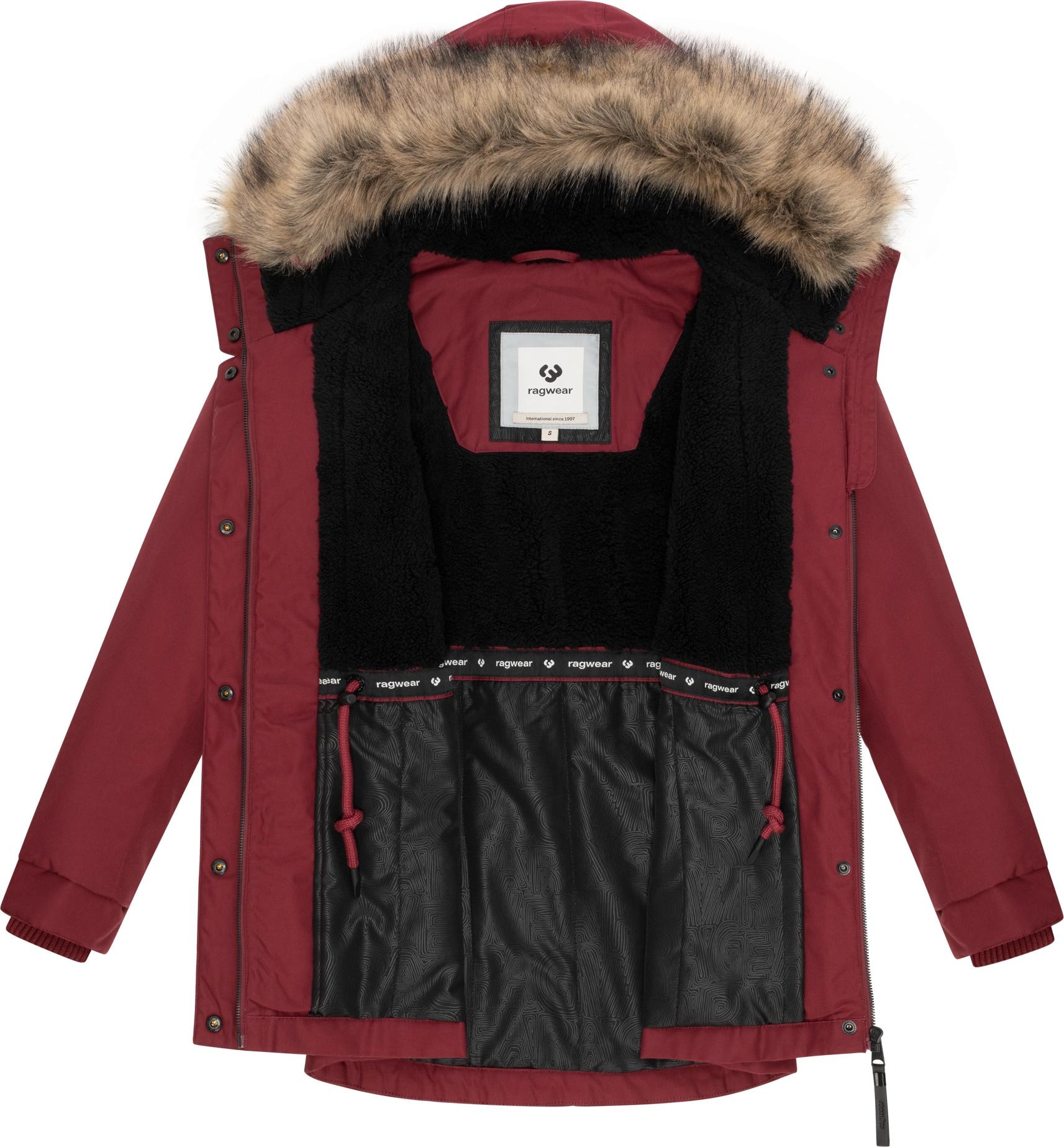 Ragwear Winterjacke »Tawny Short YOUMODO« mit Kapuze Warme Jacke mit großer Kapuze und Kunstfellkragen