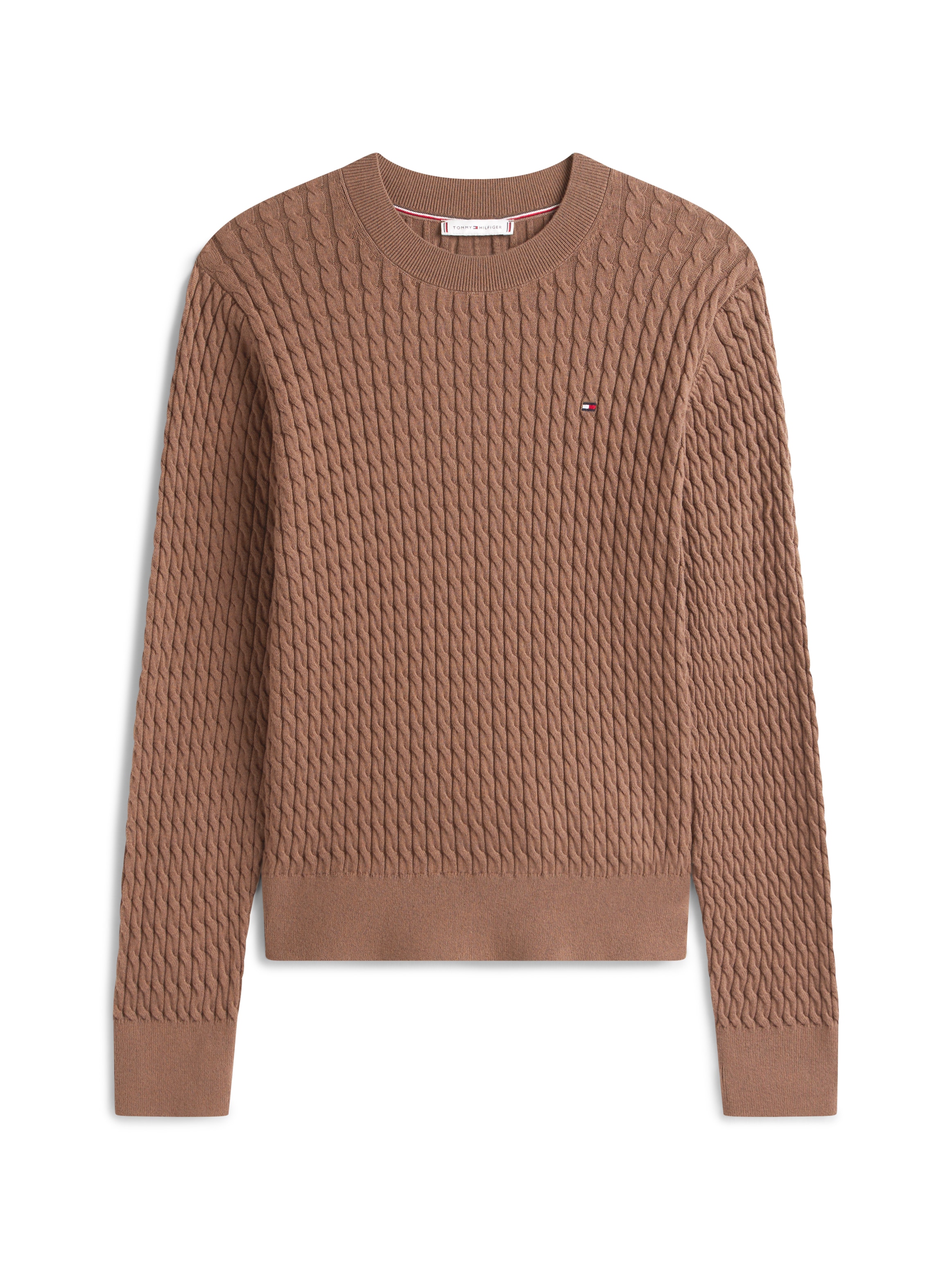 Tommy Hilfiger Rundhalspullover »CO CABLE C-NK LS SWEATER«, mit Zopfmuster