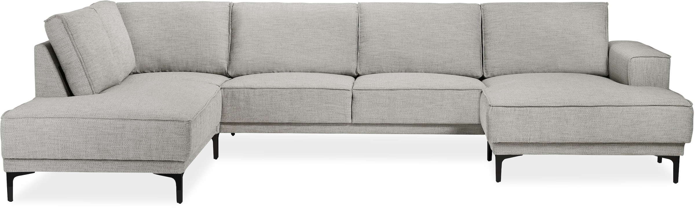 OTTO home Wohnlandschaft »OLAND Flachgewebe U-Form, XXL, B: 345 cm, Skandi-Design« U-Form, 345 cm, Wellenunterfederung, Skandi-Design, Metallfüße