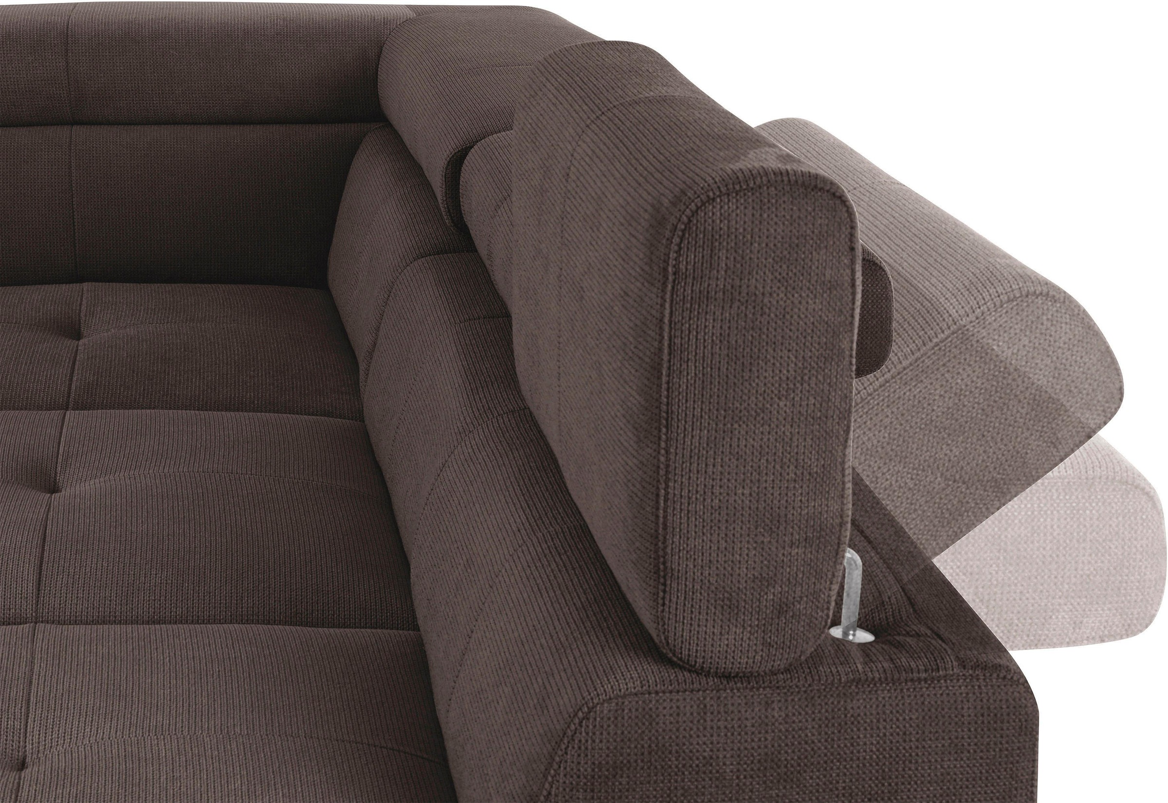 COTTA Ecksofa »Enterprise L-Form«, mit Arm- & Kopfteilverstellung, wahlweise mit Bettfunktion