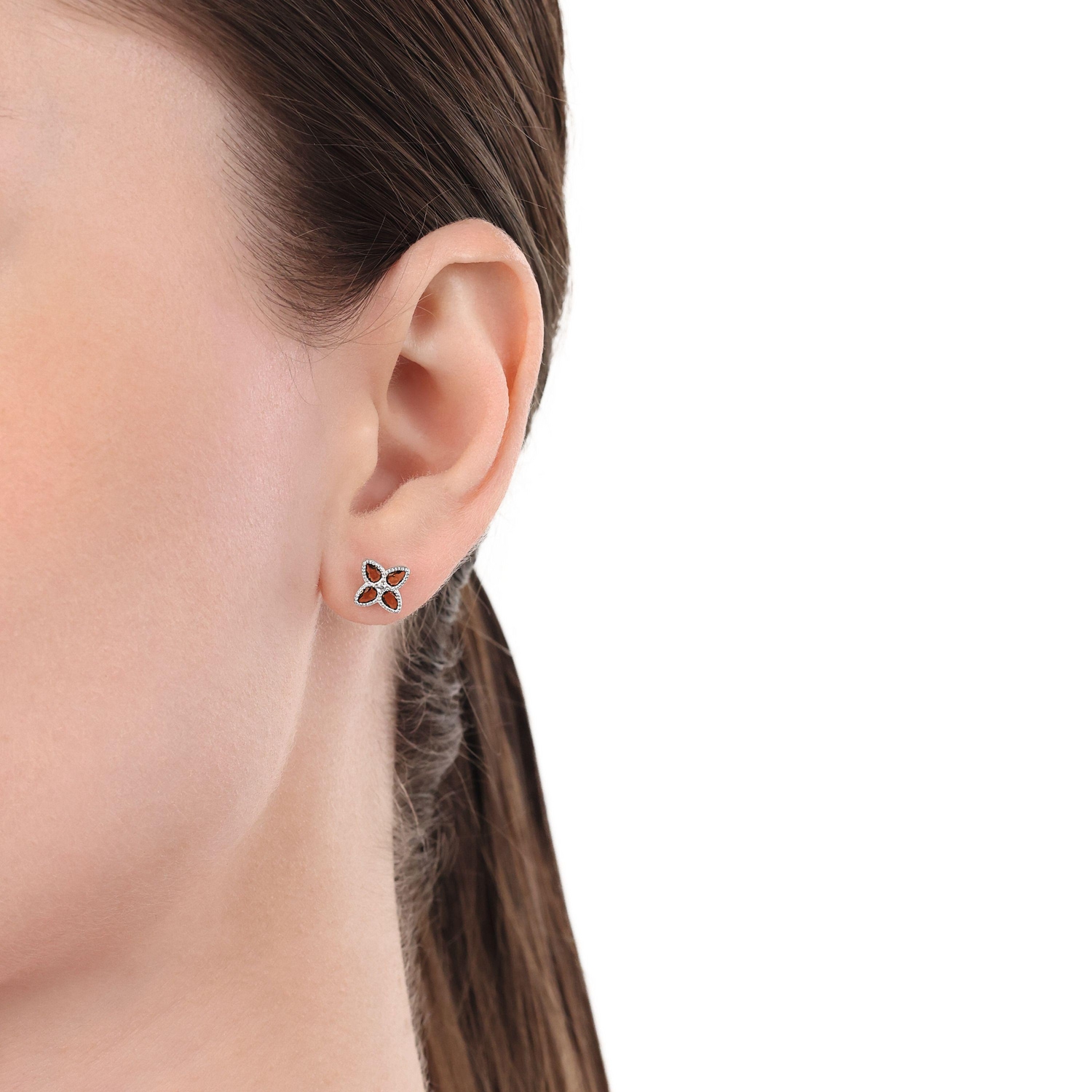 Amor Paar Ohrstecker »Schmuck Geschenk, Kleeblatt« mit Zirkonia (synth.), Glasstein