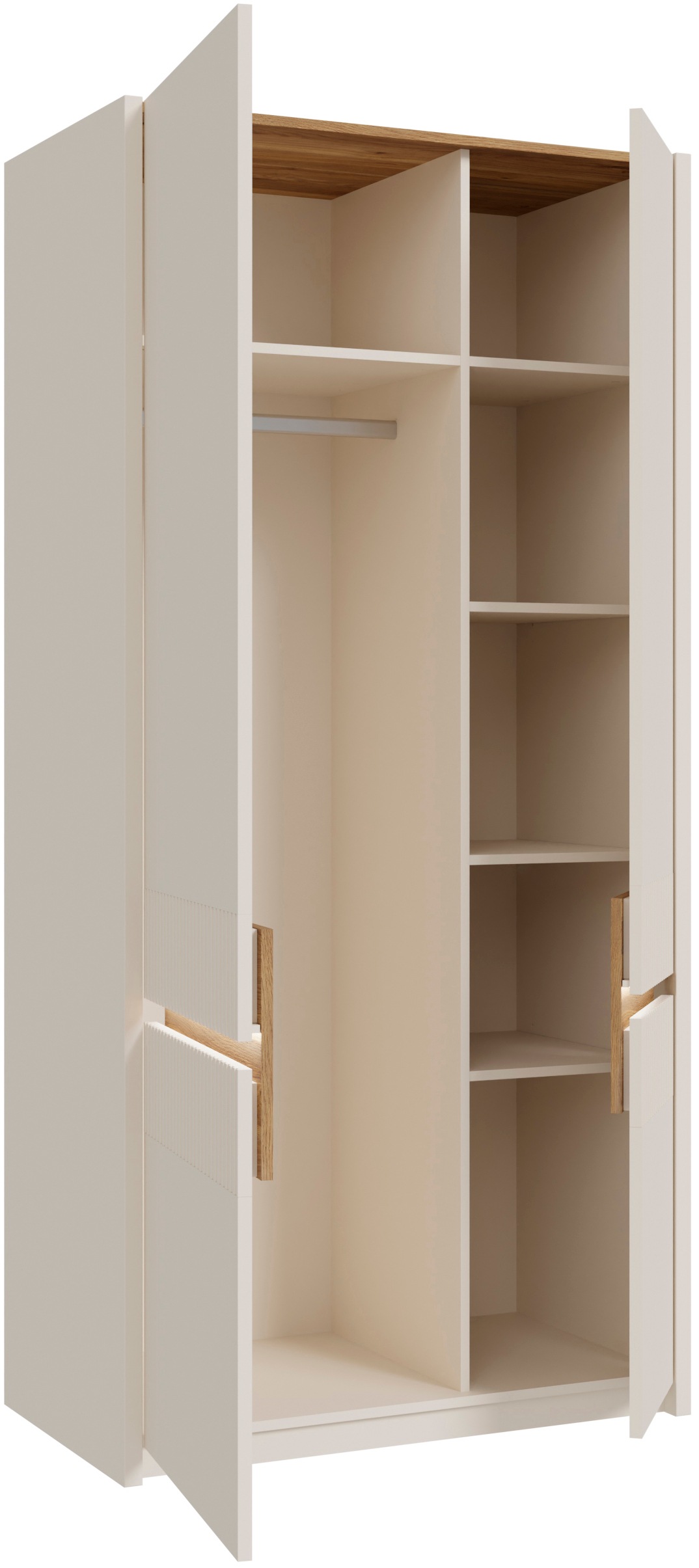 FORTE Kleiderschrank »Oak Square«, (B/H/T ca. 95,3x197,9x52 cm), Kleiderschrank, Beleuchtung, grifflos, Soft Close