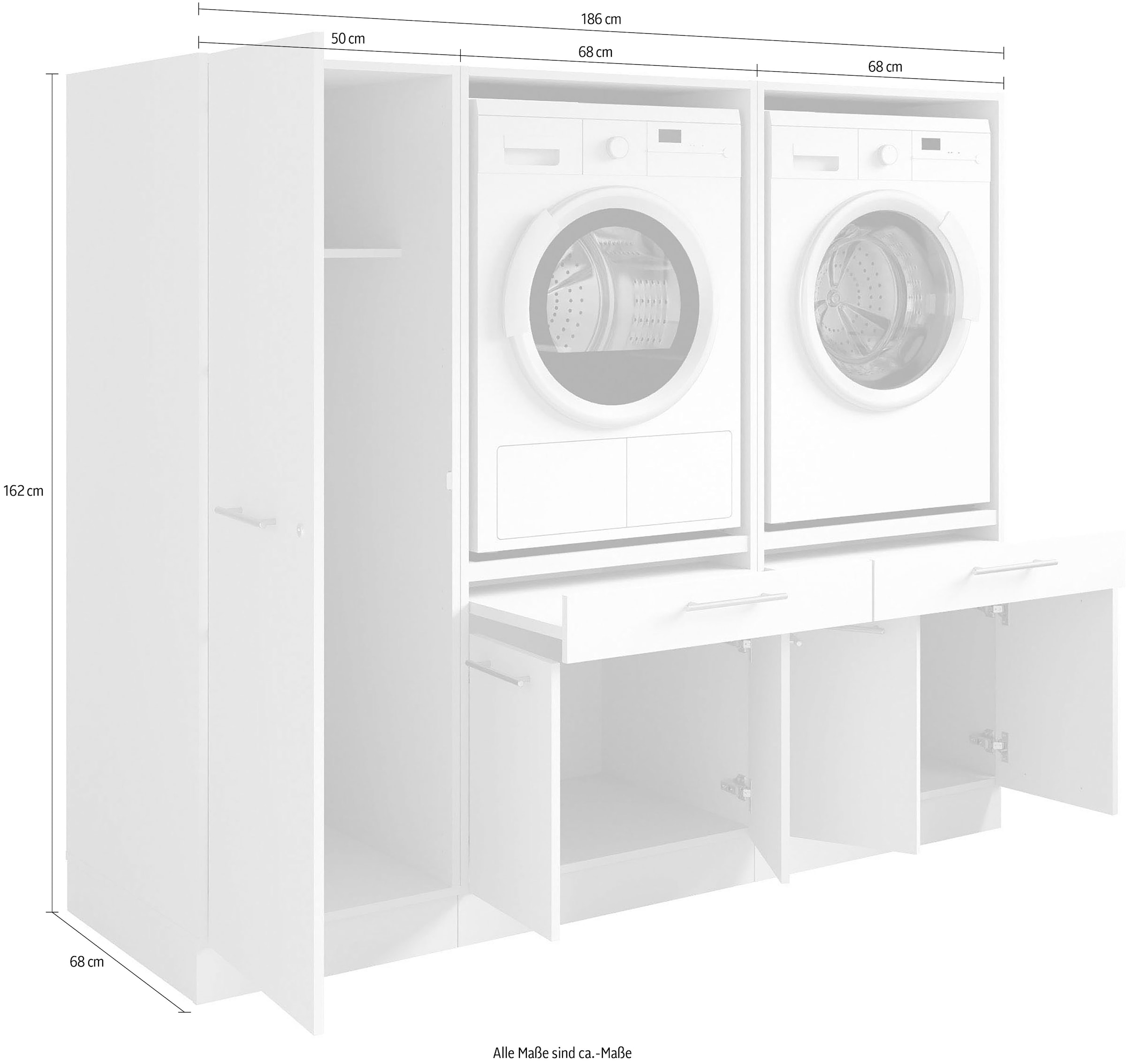 Laundreezy Mehrzweckschrank-Set »Laundreezy, 3-tlg. Mehrzweckschrank-Set B/H/T 186/162/68 cm« 3 Stk. tlg.