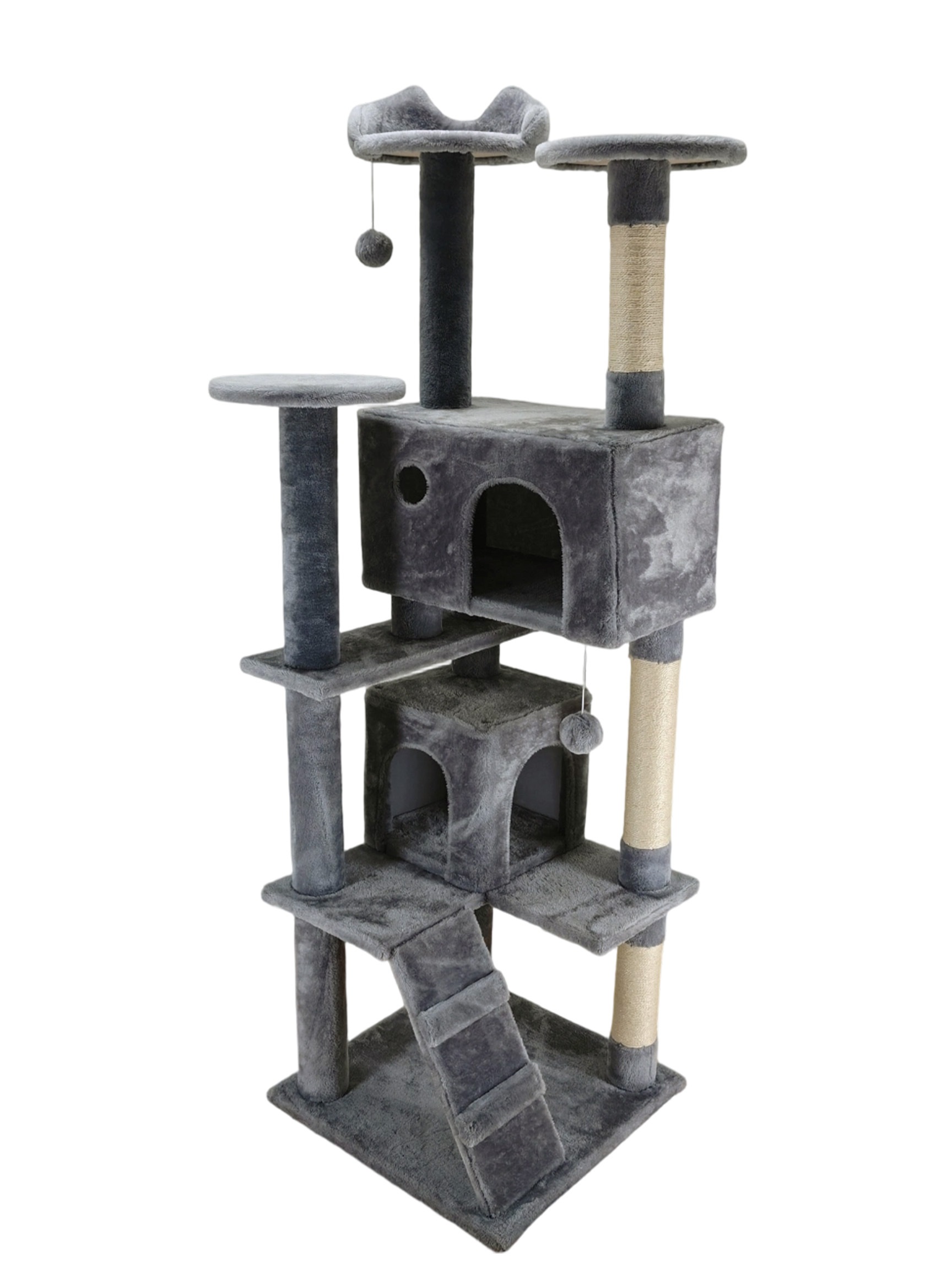 OTTO HOME Kratzbaum "Lofty", B/H/T: 55cm x 178cm x 55cm, grau, Kratzbäume, stabile Spanplatte, robuster Sisal und kuscheliger Plüsch