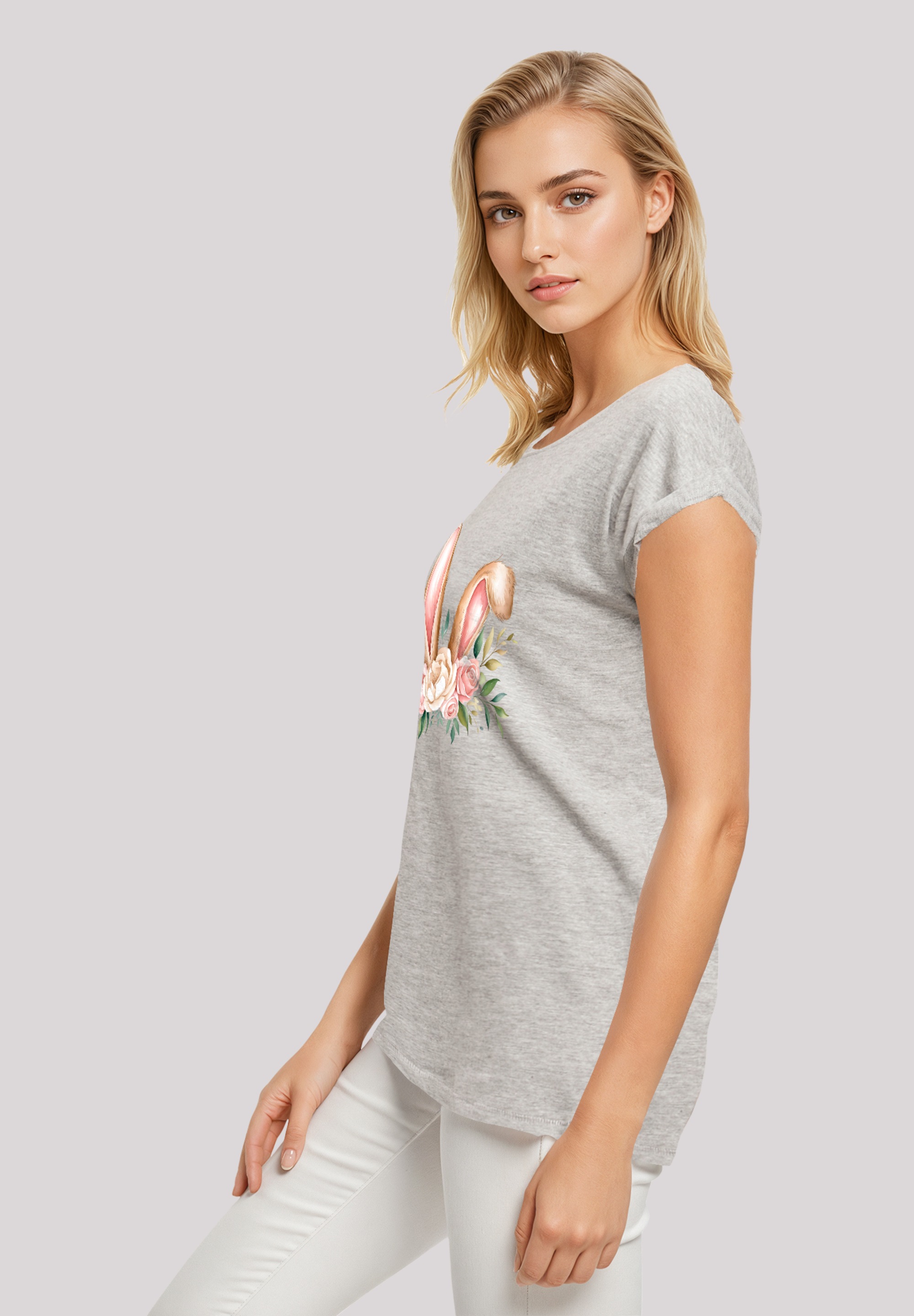 F4NT4STIC T-Shirt »Blumen Osterhasen Ohren Dekor«, Premium Qualität