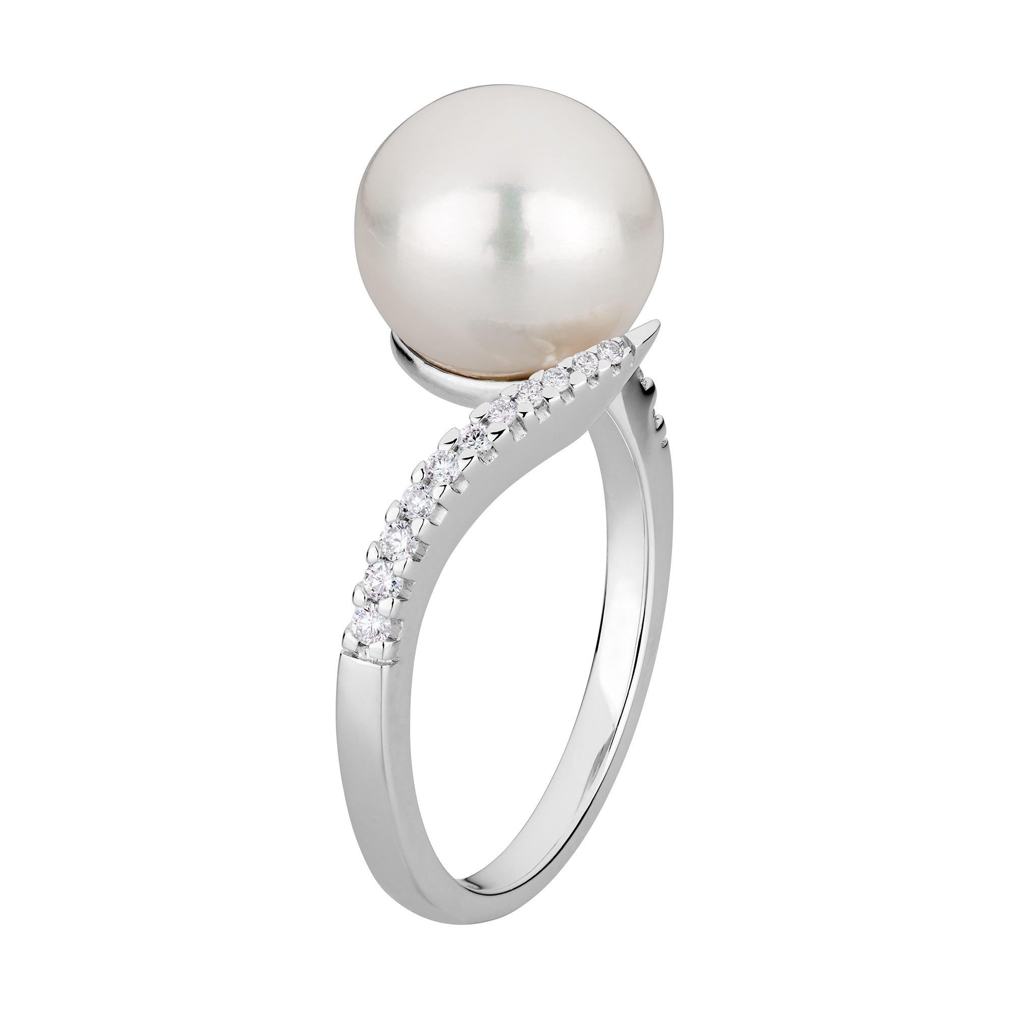 Orolino Fingerring »Gold 585 mit 20x Brillant zus. 0,15ct. und weißer Perle«