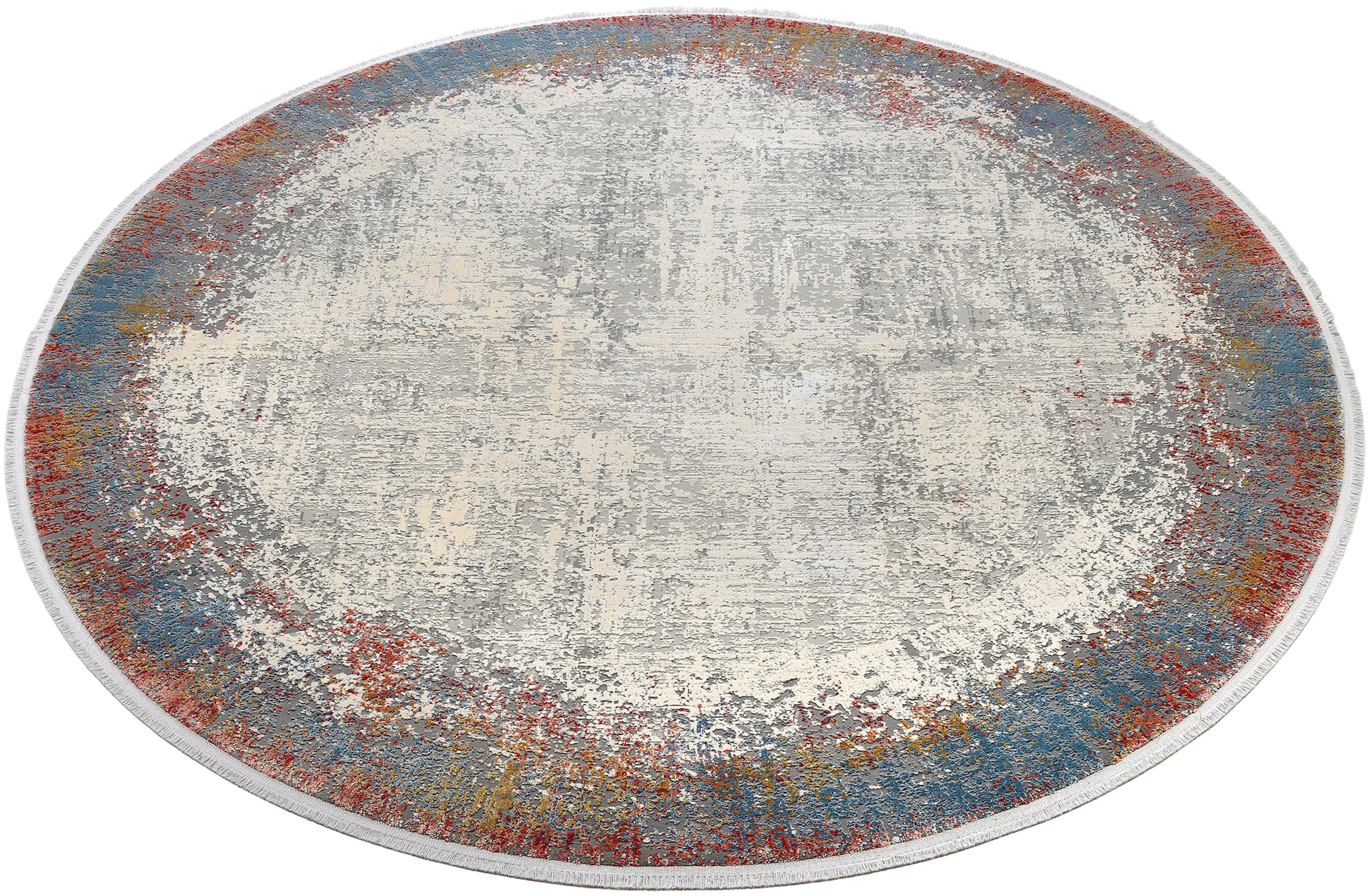 WK WOHNEN Teppich »BORDER«, rund, hochwertiger Viskoseanteil, samtweiche Oberfläche mit 3 D Effekt