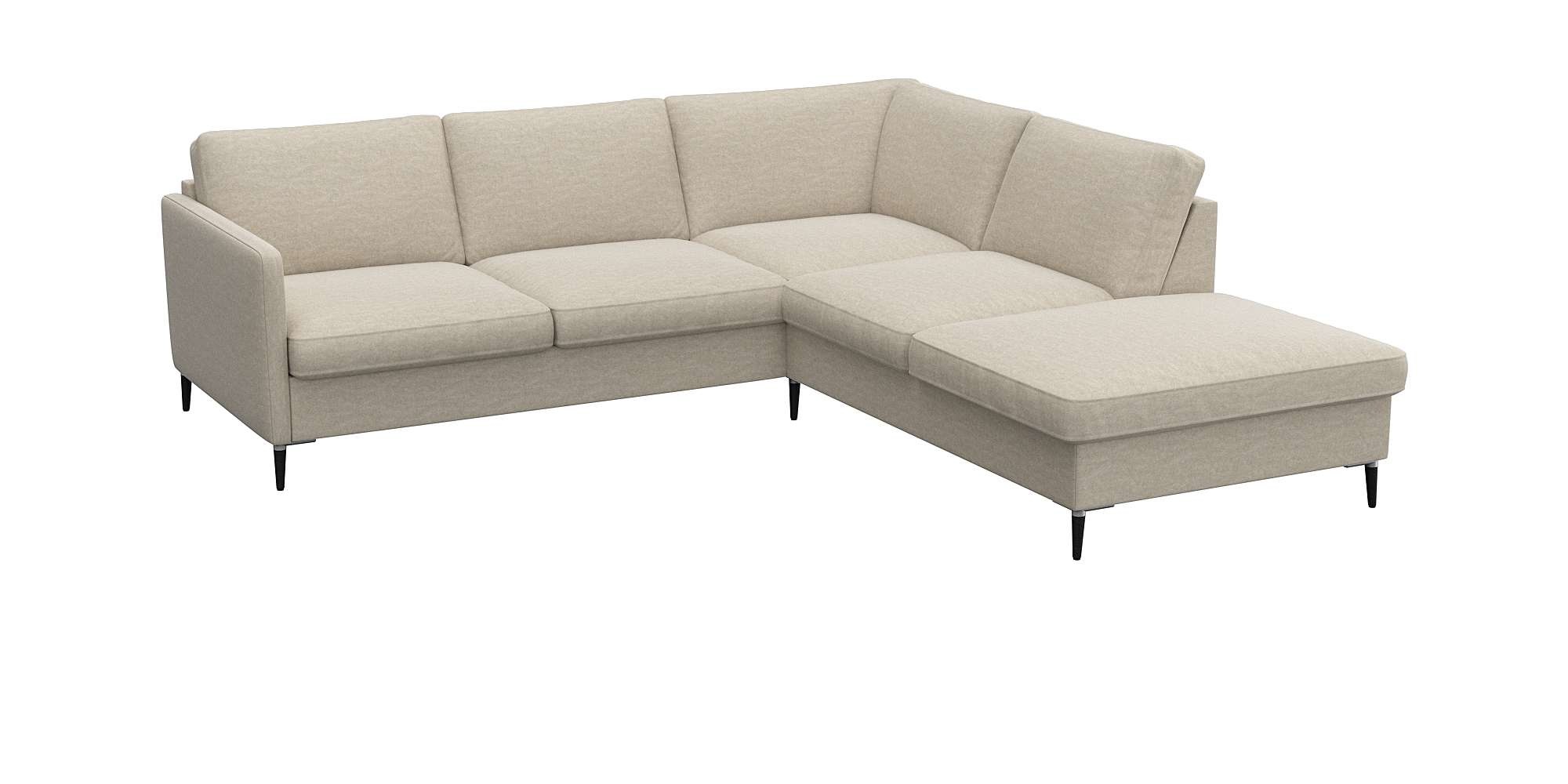 FLEXLUX Ecksofa »Fiore, L-Form«, schmale Armlehnen, Füße Alu/schwarz, B/T 234/225cm, Kaltschaum im Sitz