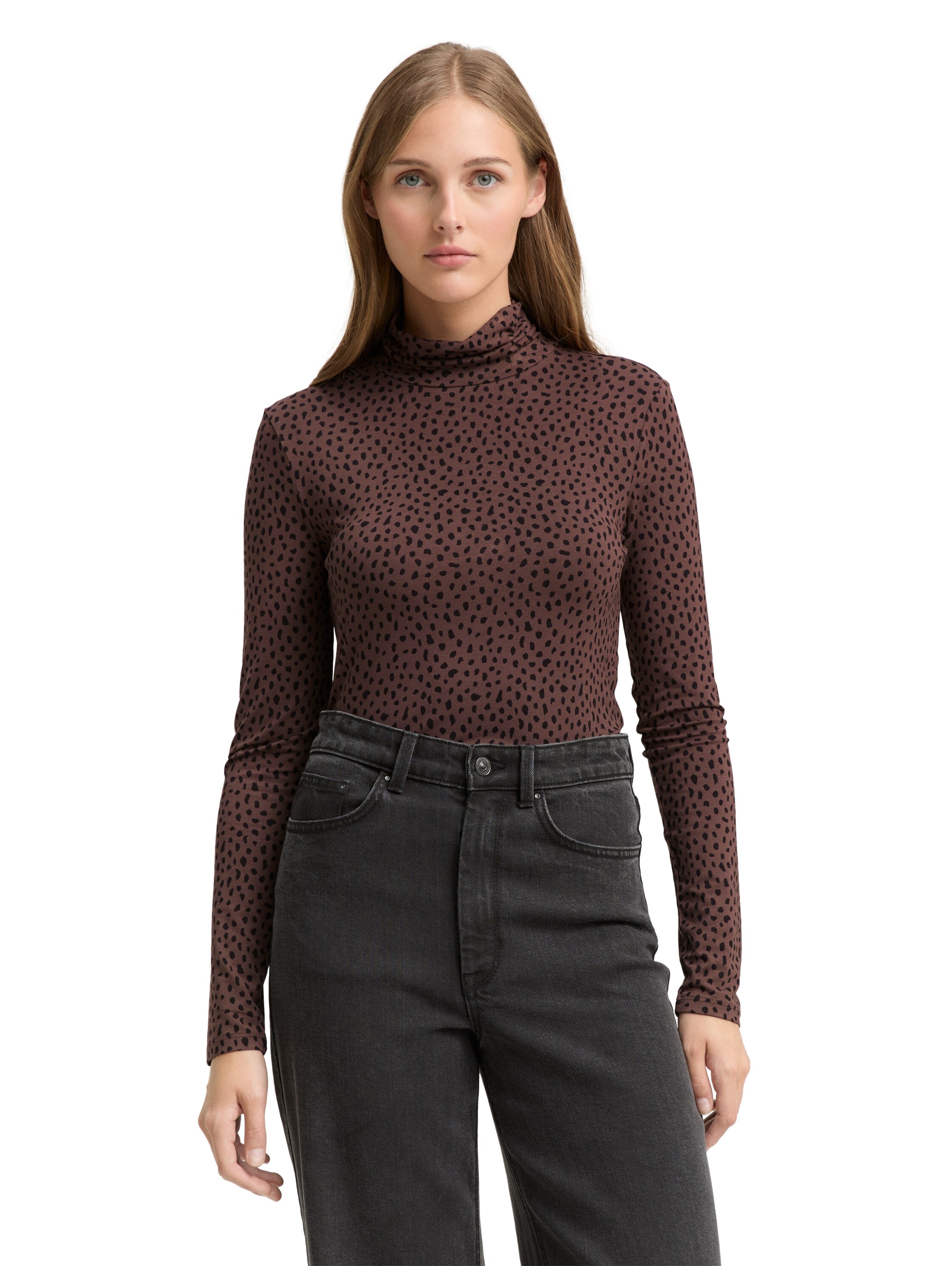TOM TAILOR Denim Rollkragenshirt, mit All-Over Print günstig online kaufen