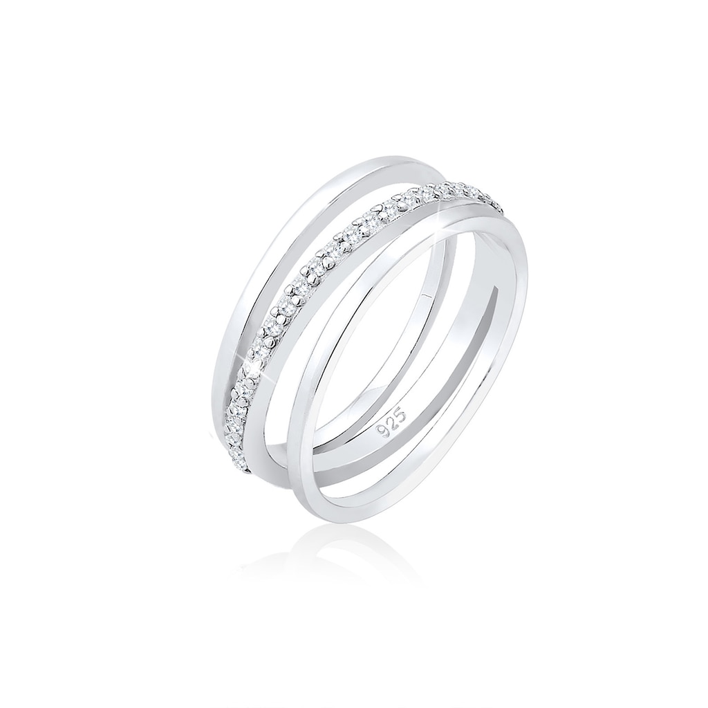 Elli Premium Fingerring »Wickelring Band Kreuz Zirkonia Modisch 925 Silber«