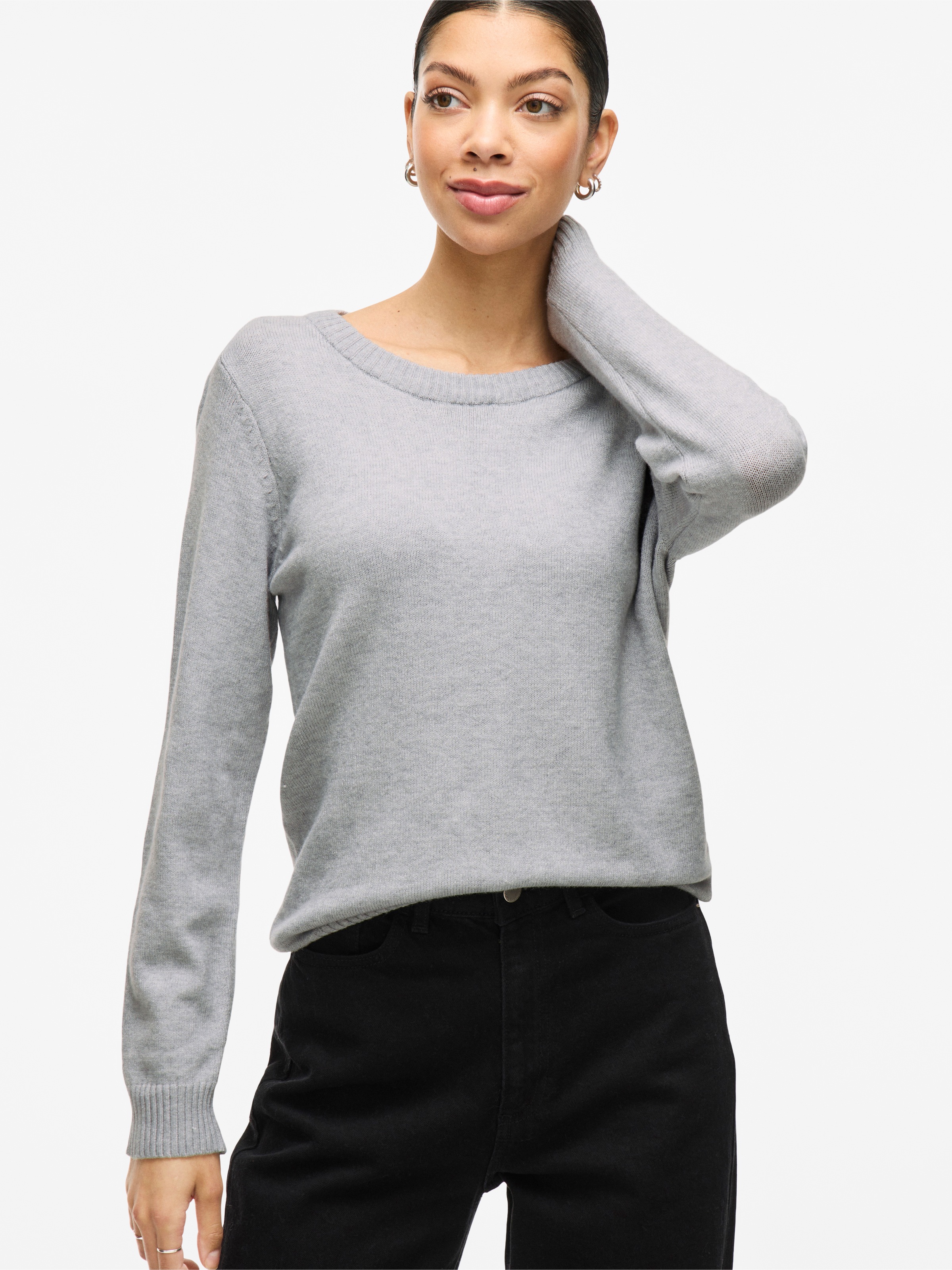 Vila Rundhalspullover "VIRIL-O-PULLI" Feinstrick mit feinen Strickdetails günstig online kaufen