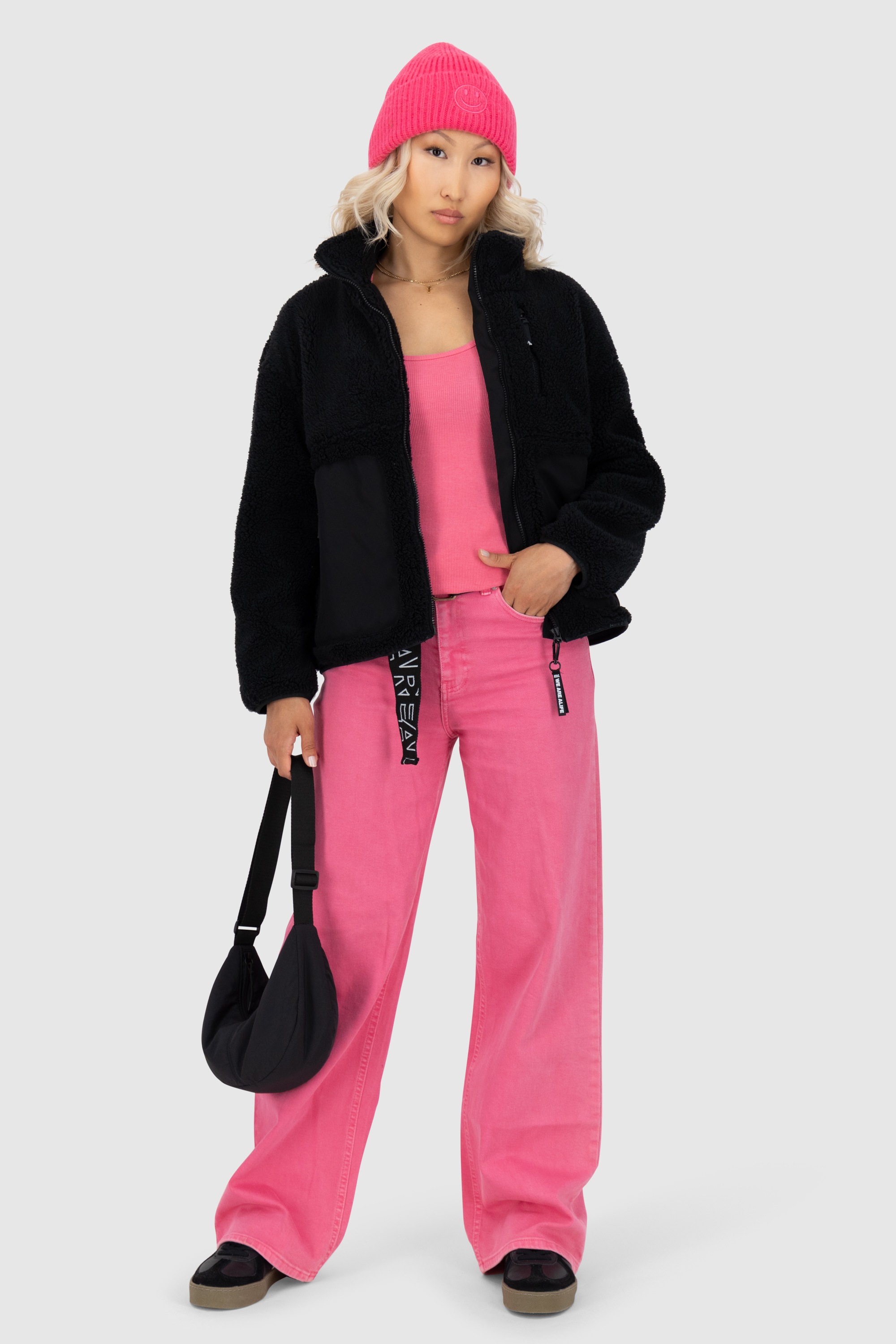 Alife & Kickin Winterjacke »Damen AnoukAK G«, ohne Kapuze, Stylische Teddy Plüschjacke mit hohem Kragen und Fleece-Innenfutter